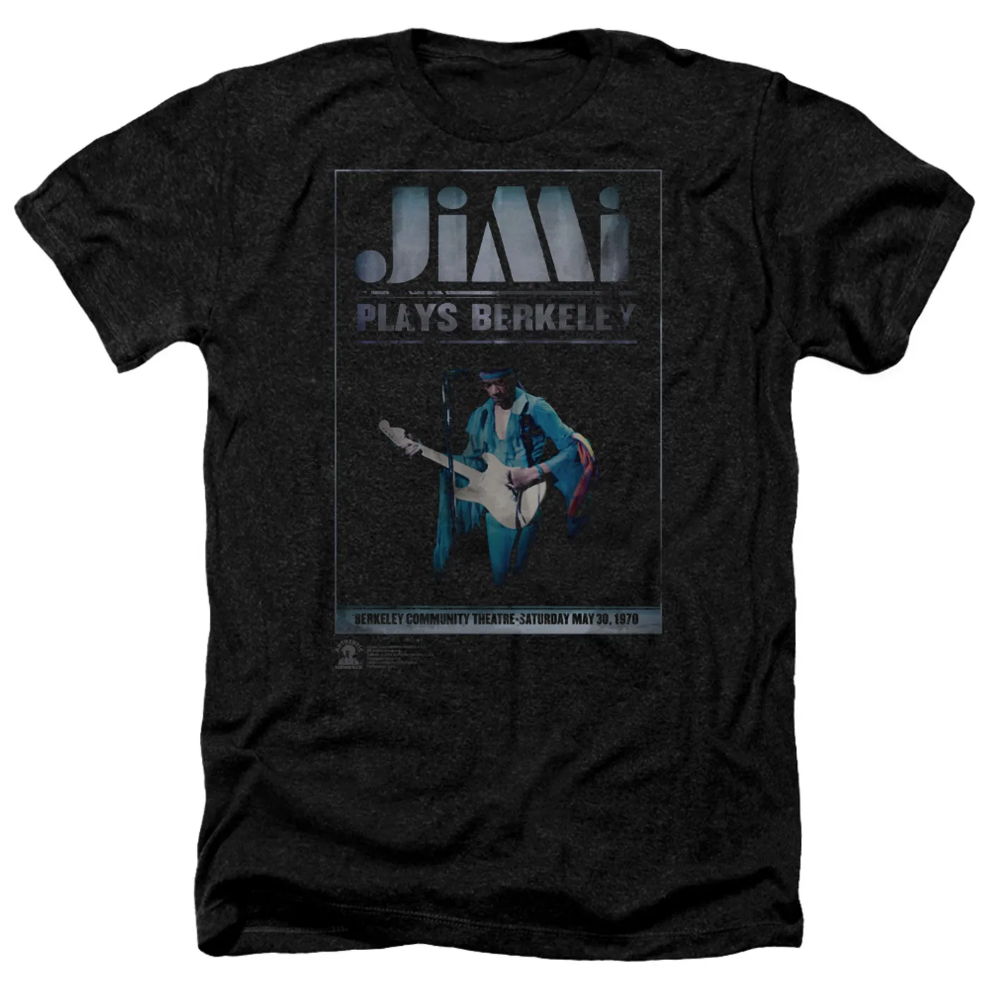 Jimi Hendrix Jimi Plays Poster Heather Black T-Shirt