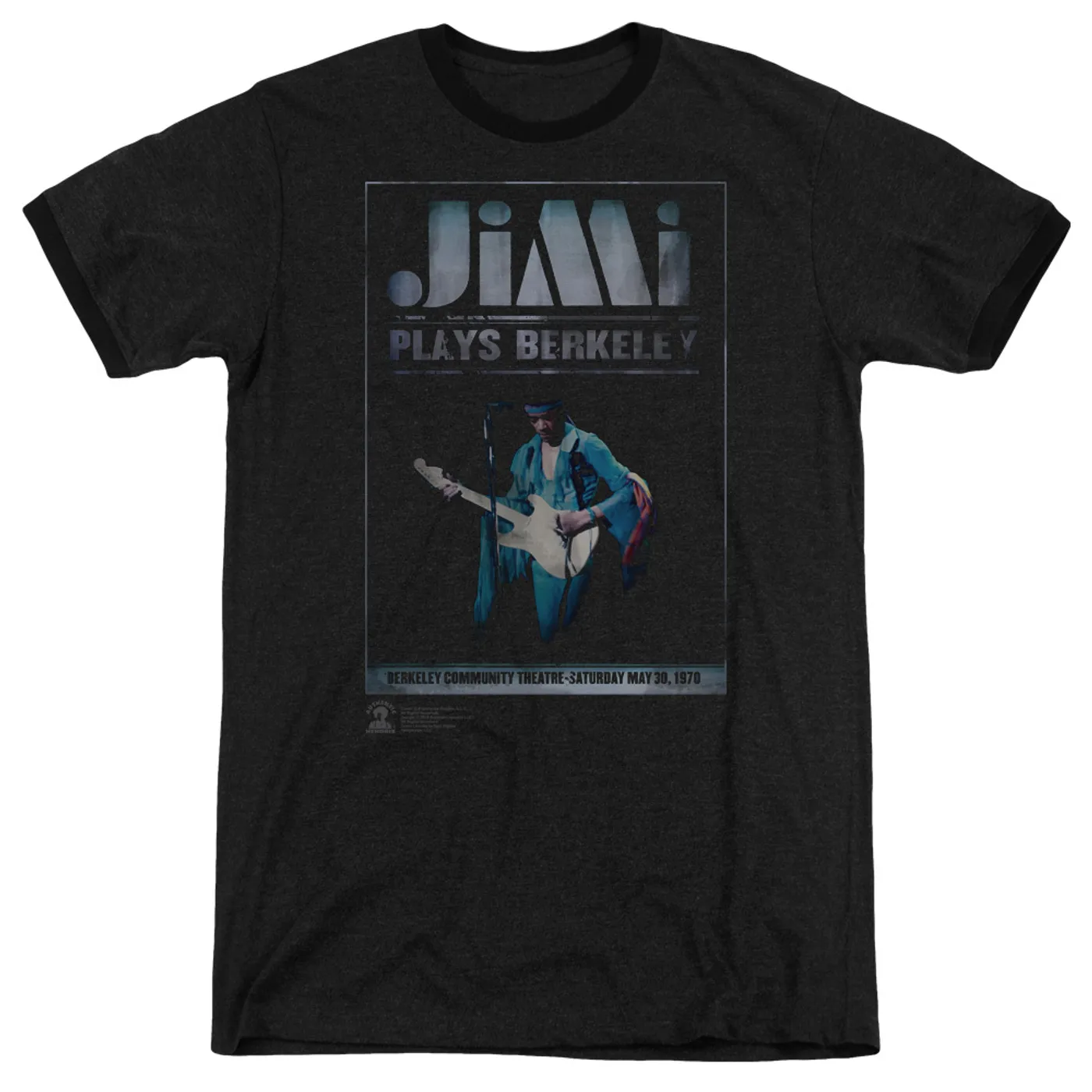 Jimi Hendrix Jimi Plays Poster Black Ringer T-Shirt