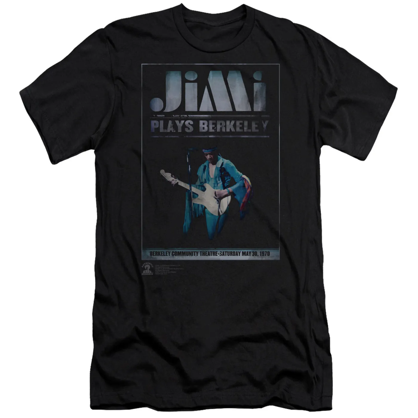 Jimi Hendrix Jimi Plays Poster Premium Canvas T-shirt