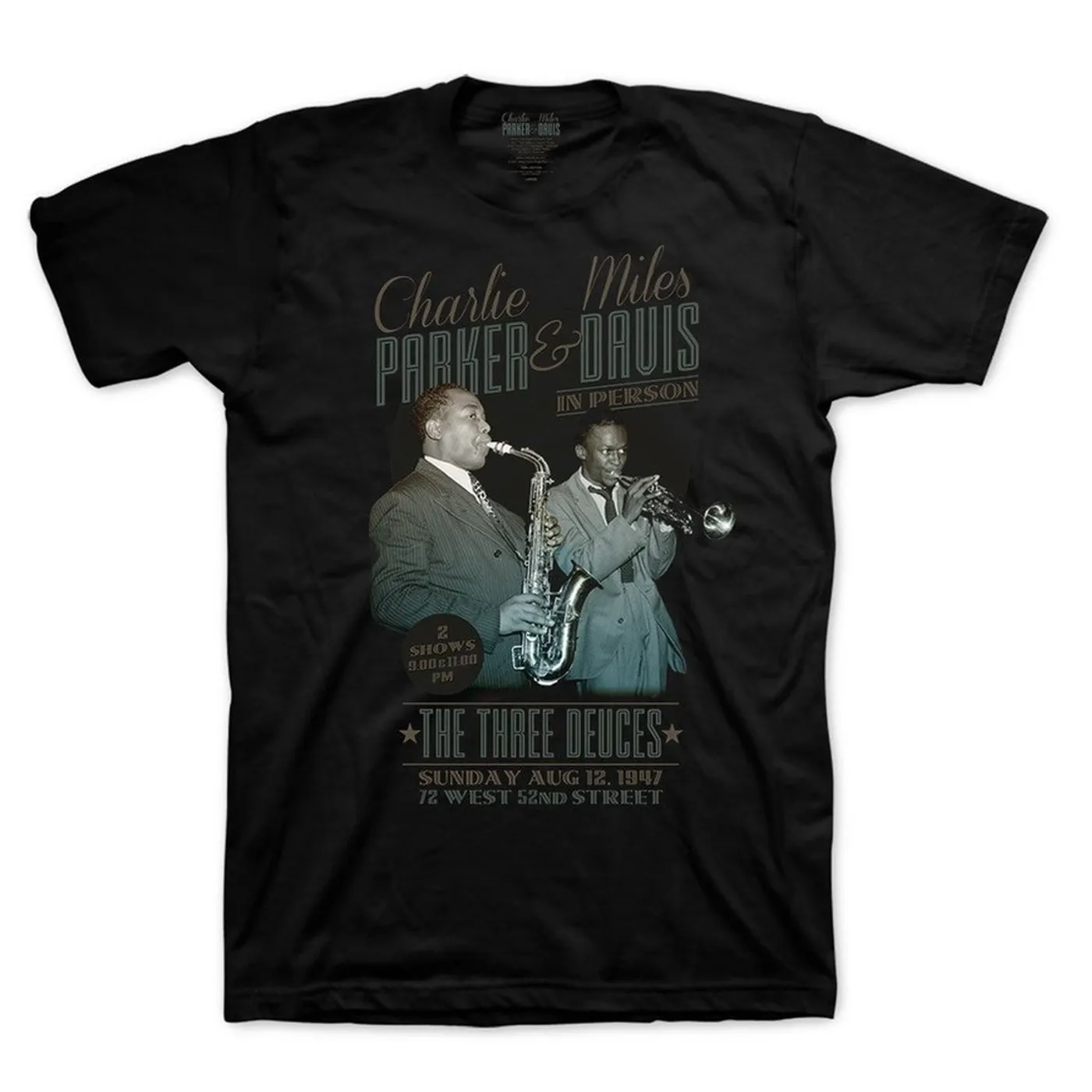 Charlie Parker The Three Deuces 1947 Black T-shirt