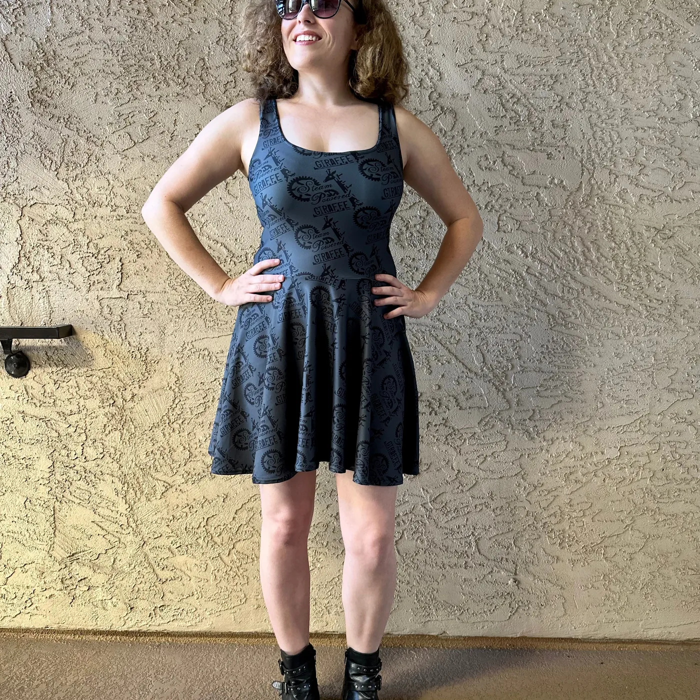 Steam Powered Giraffe Dark Grey SPG Logo Skater Dress