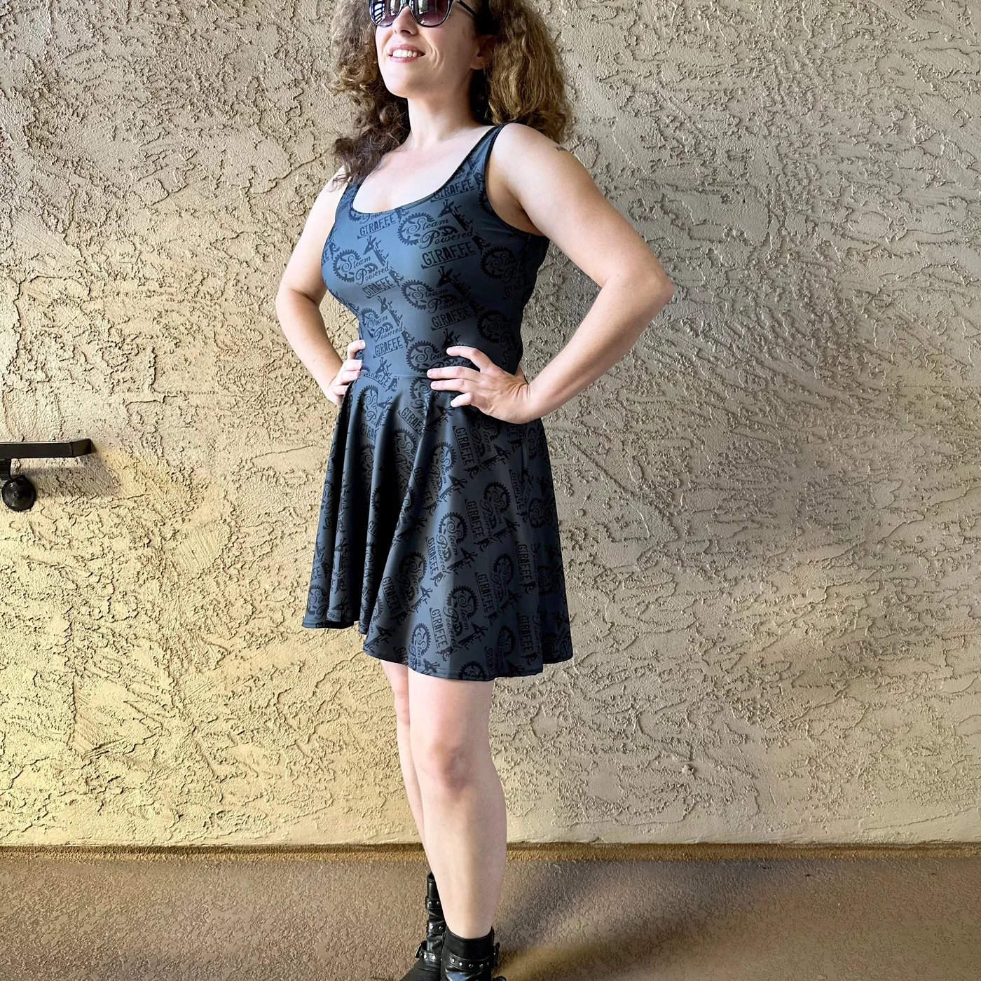 Steam Powered Giraffe Dark Grey SPG Logo Skater Dress