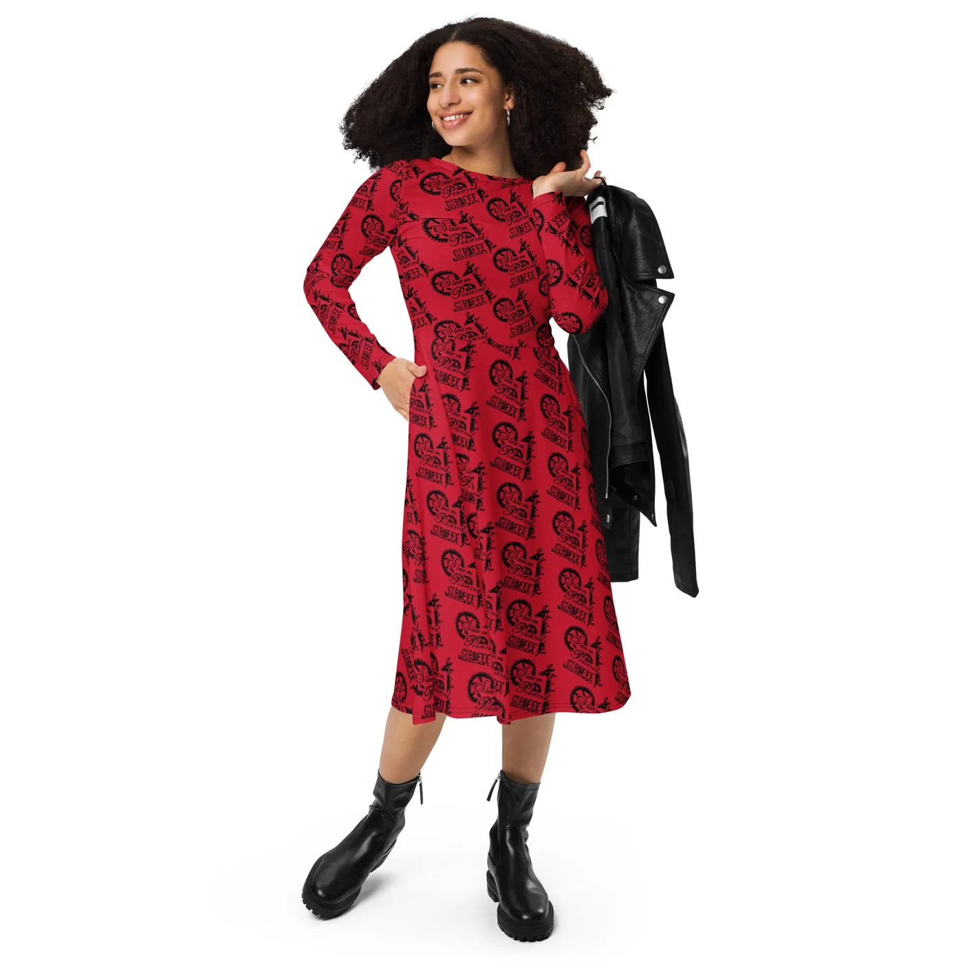 Steam Powered Giraffe Red SPG Logo Long Sleeve Dress