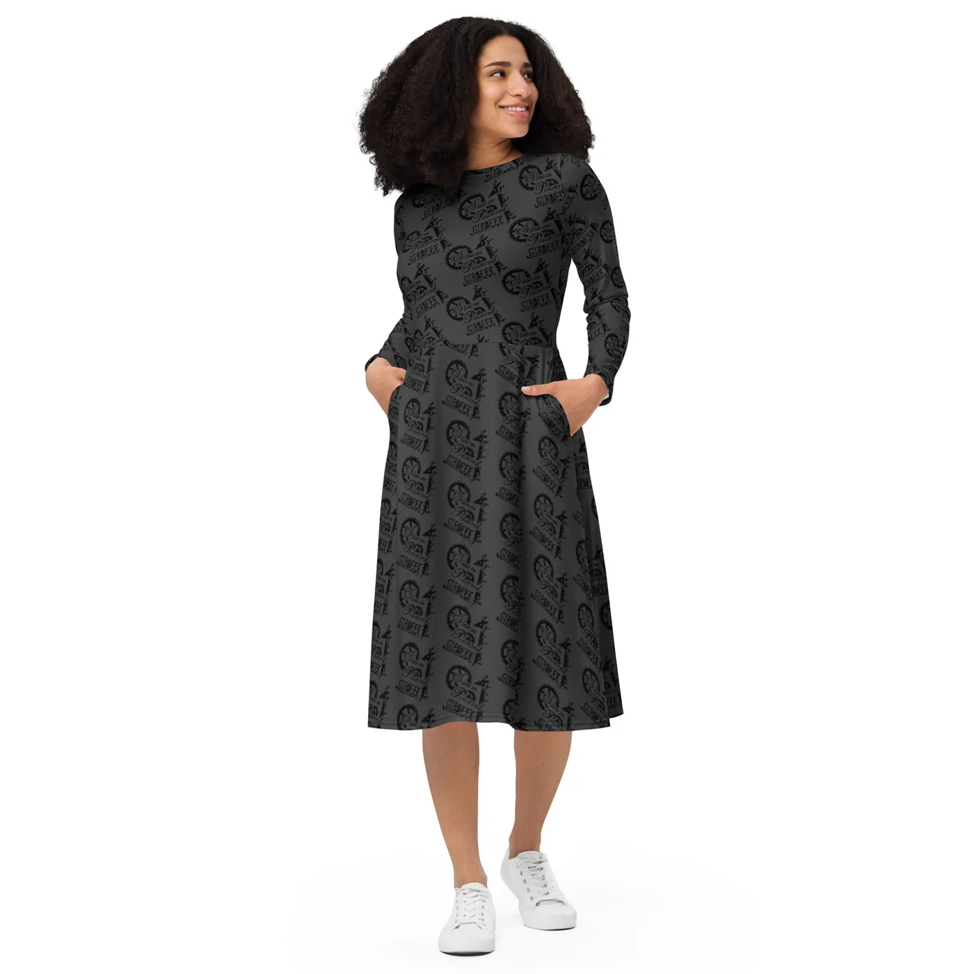 Steam Powered Giraffe Dark Grey SPG Logo Long Sleeve Dress