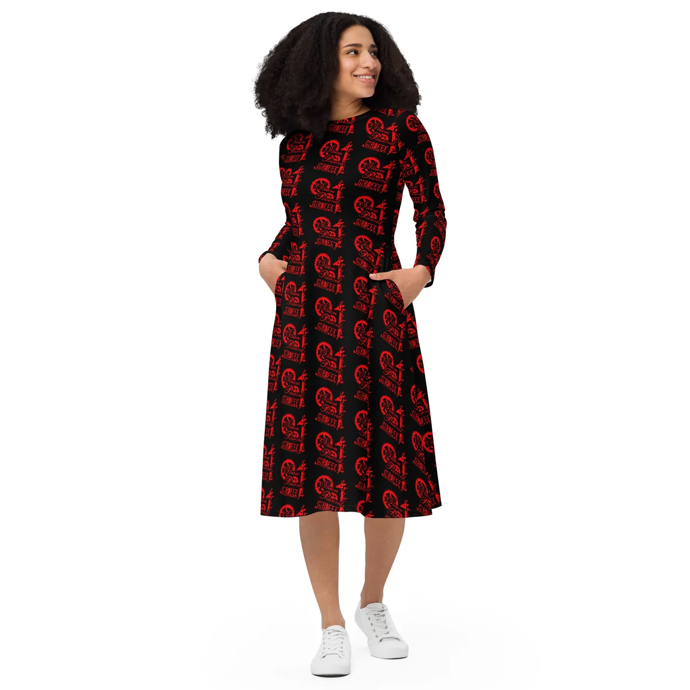Steam Powered Giraffe Black with Red SPG Logo Long Sleeve Dress