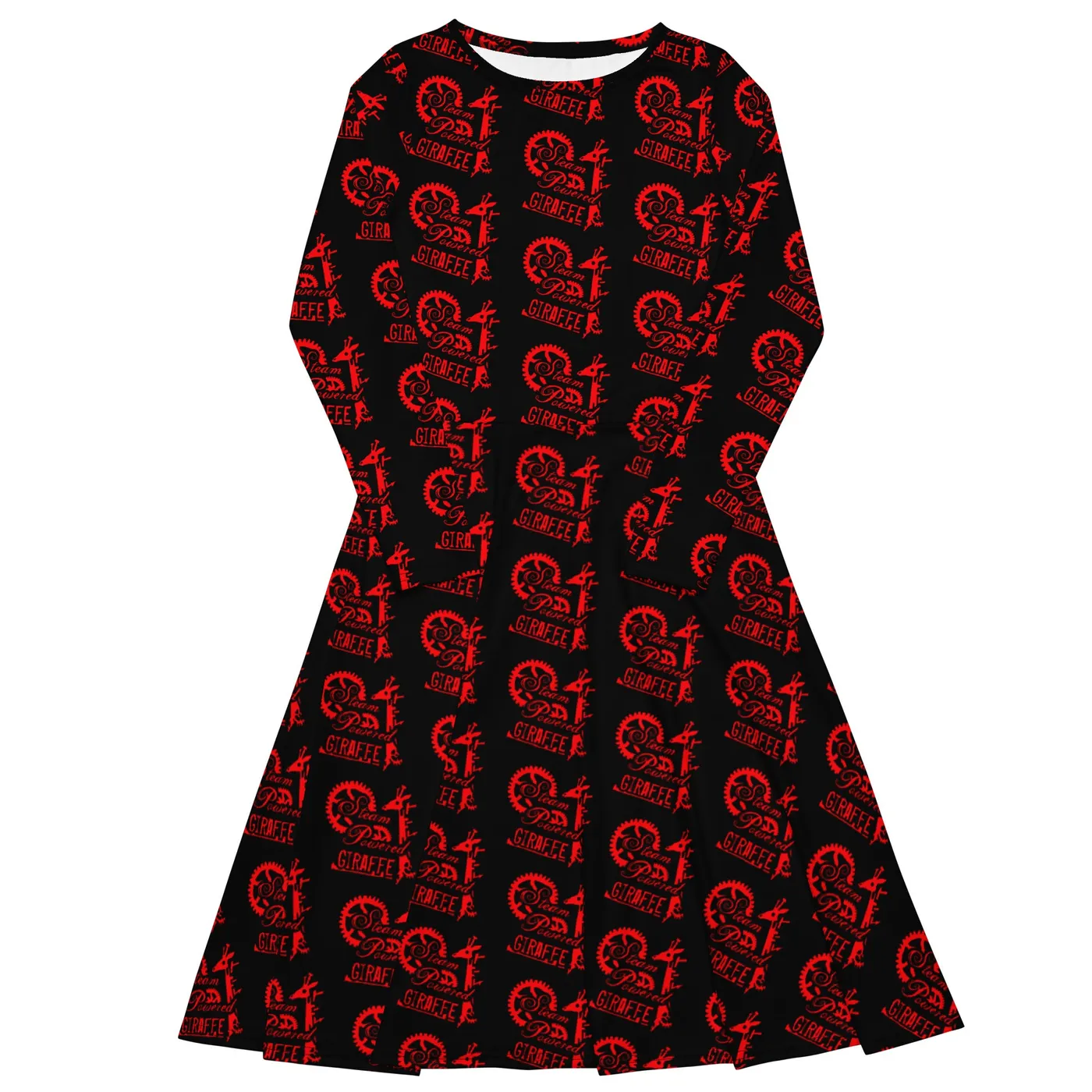 Steam Powered Giraffe Black with Red SPG Logo Long Sleeve Dress