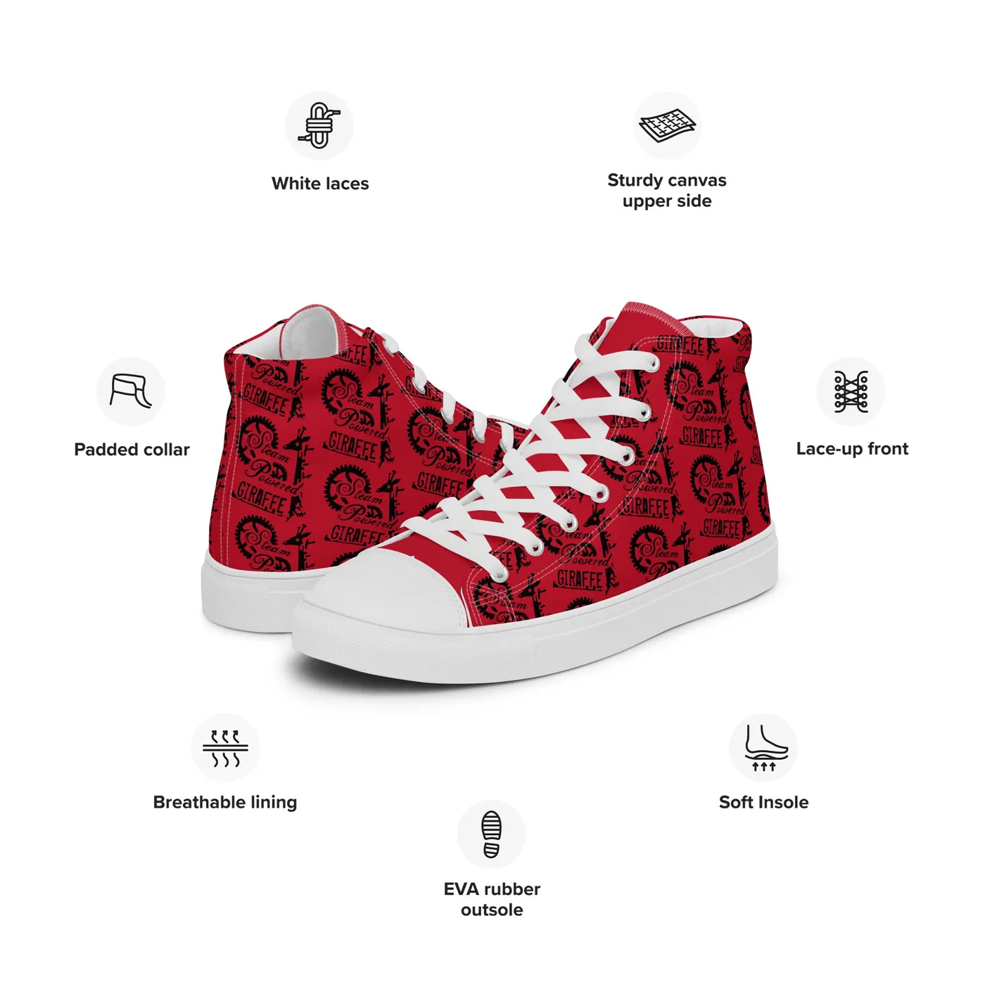 Steam Powered Giraffe Women’s Red SPG Logo High Top Shoes
