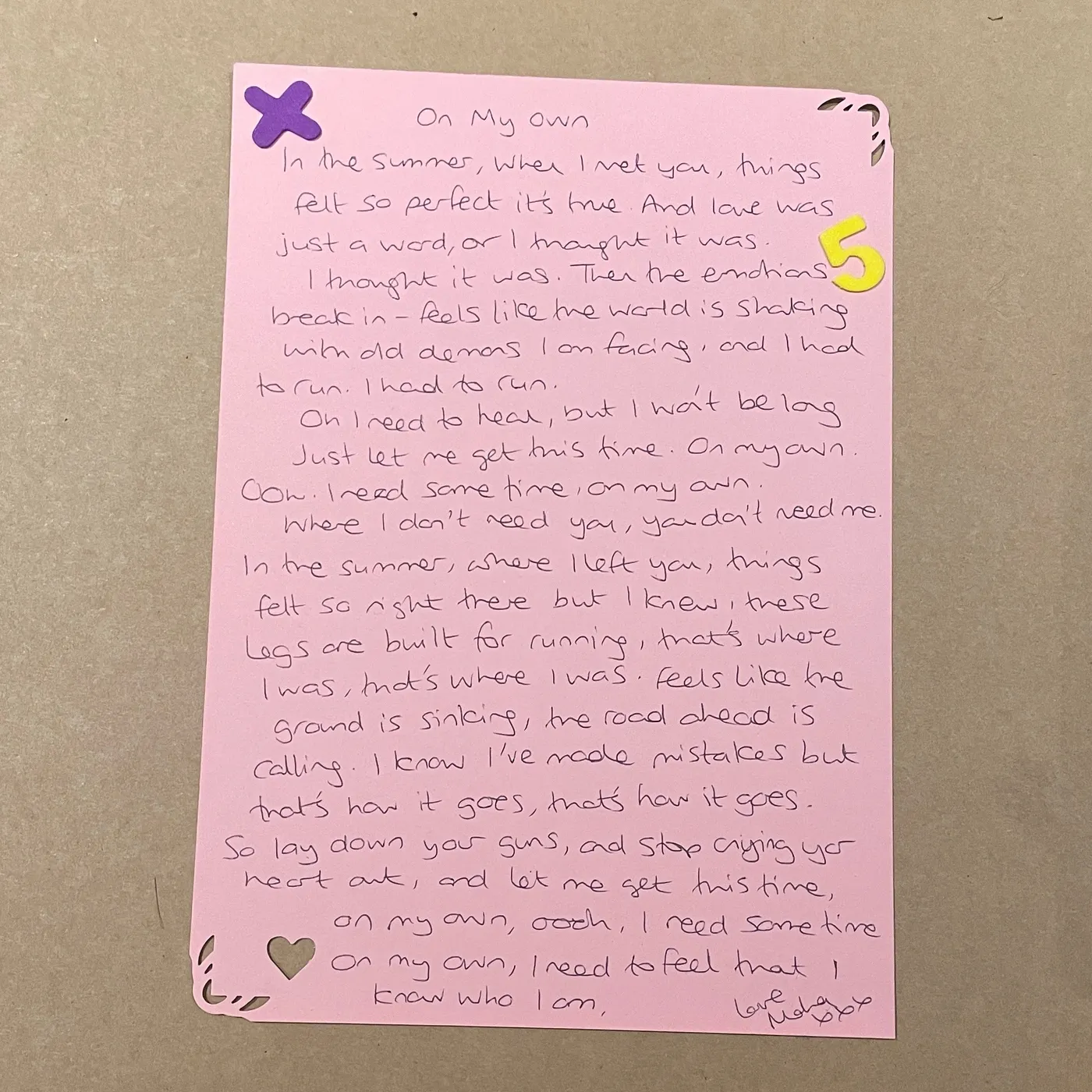 The Kut 'GRIT' Signed Hand Written Lyric Sheet