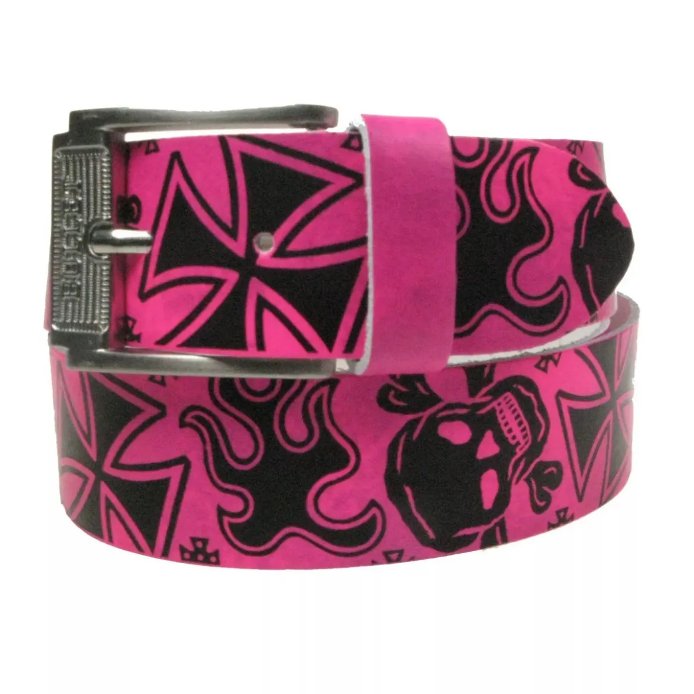 House of Hate "Skulls and Crosses" Real Leather Belt