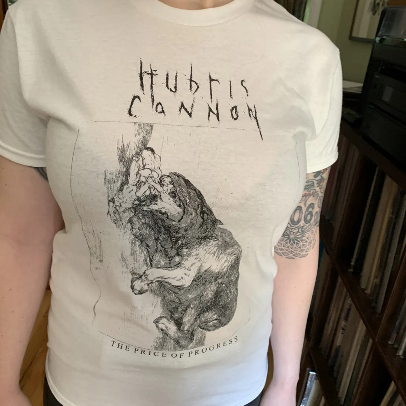 Hubris Cannon "Price Of Progress white L t-shirt