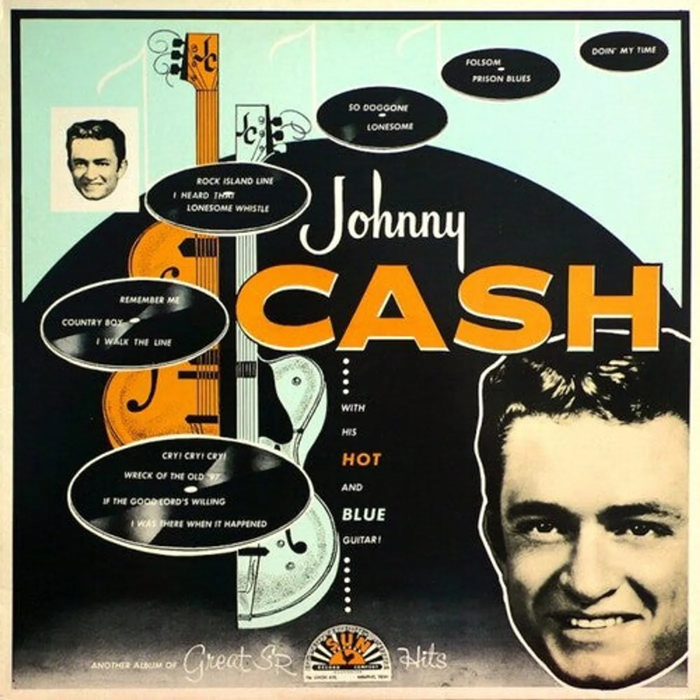 Johnny Cash With His Hot & Blue Guitar (Green/Blue) vinyl record