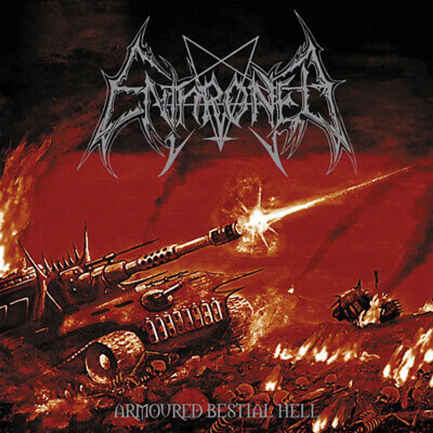 Enthroned ARMOURED BESTIAL HELL (CLEAR VINYL WITH RED/ORANGE/WHITE SPLATTER VINYL) Vinyl Record