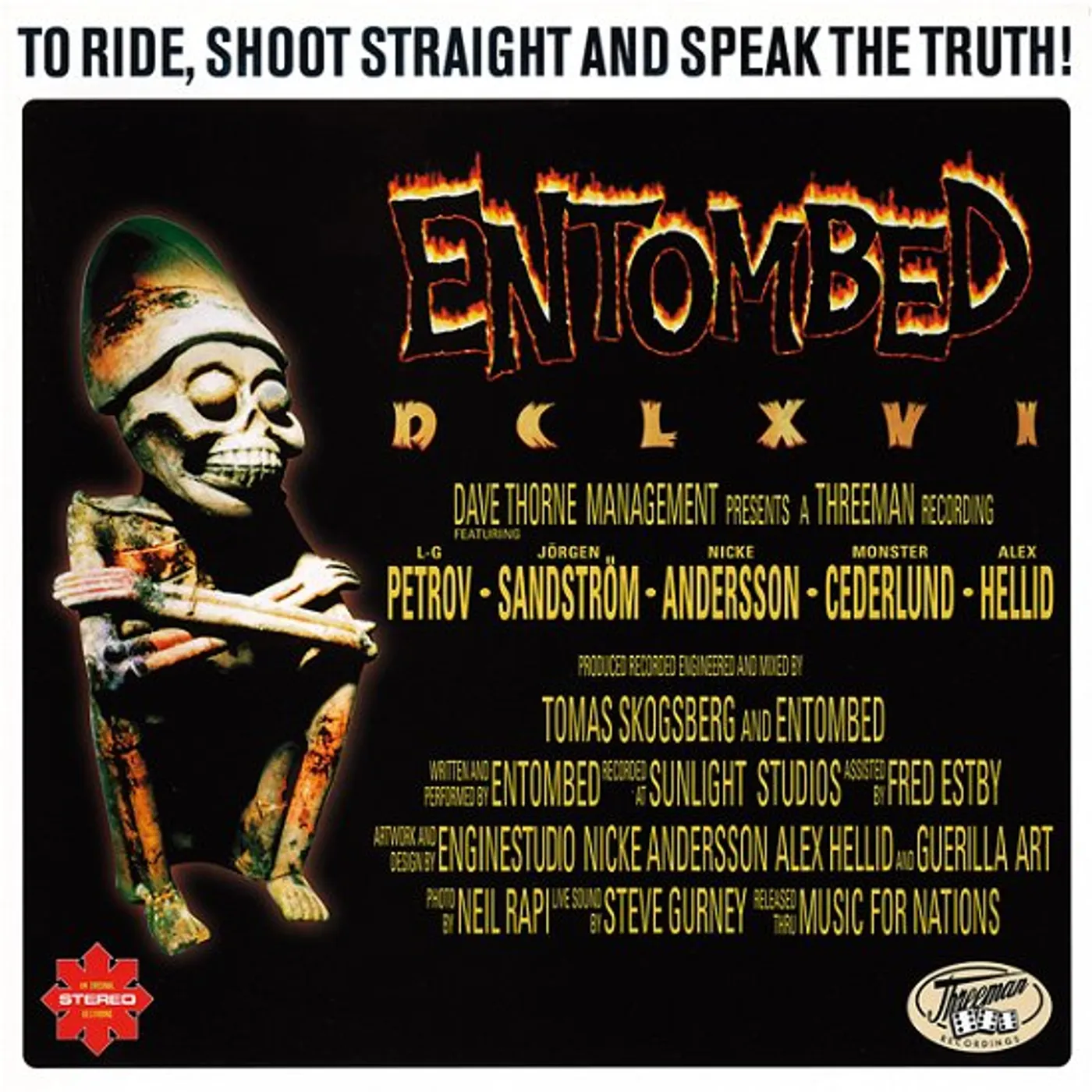 Entombed DCLXVI - To Ride, Shoot Straight & Speak The Truth (Gold/Black Marble) Vinyl Record