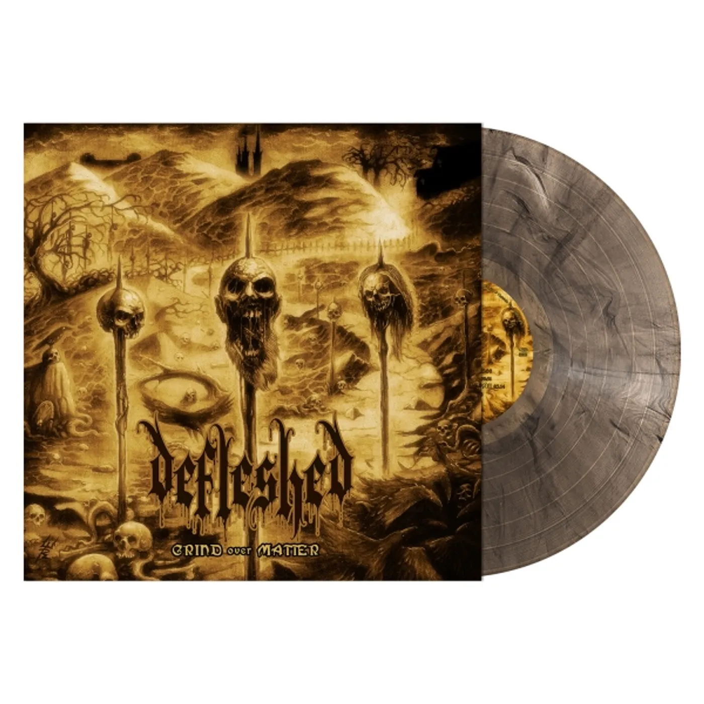 Defleshed Grind Over Matter (Smokey Grey & Black Swirl) Vinyl Record
