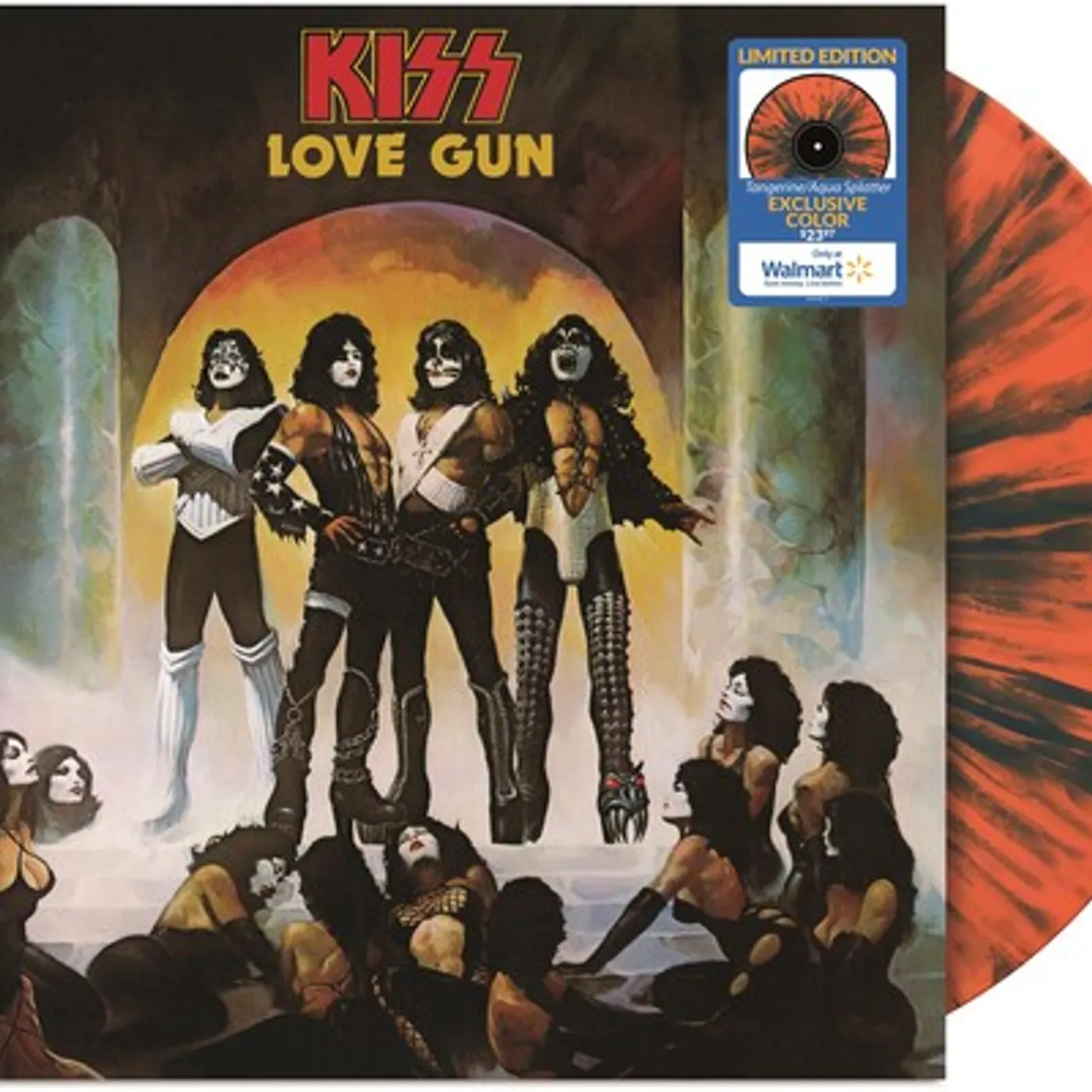 KISS Love Gun (Tangerine/Aqua Splatter) Vinyl Record