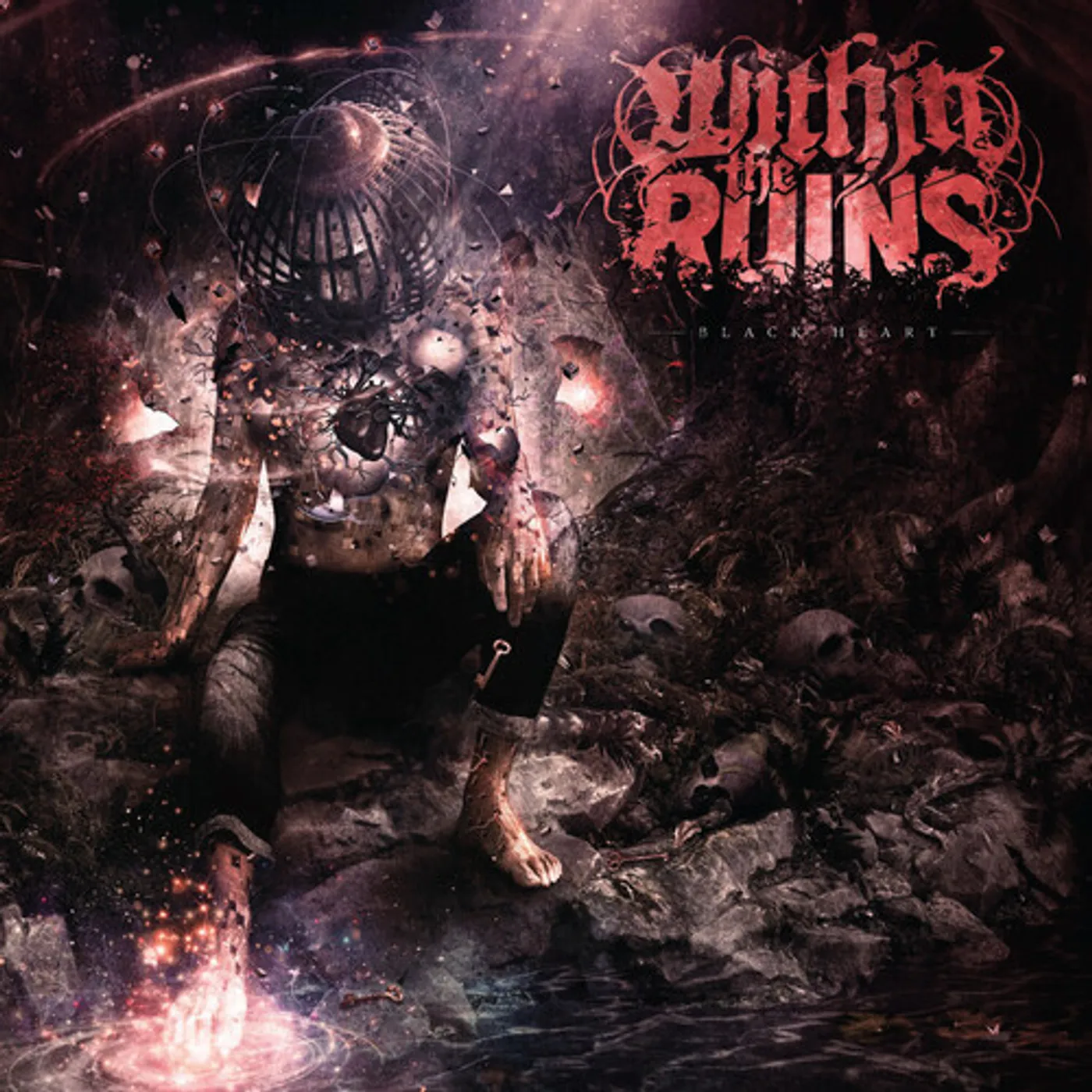Within The Ruins Black Heart (Opaque Apple Red & Opaque Silver) Vinyl Record
