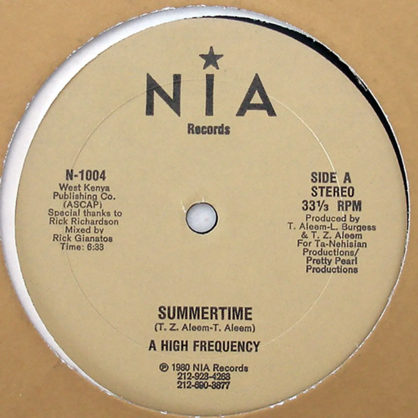 High Frequency Summertime Vinyl Record