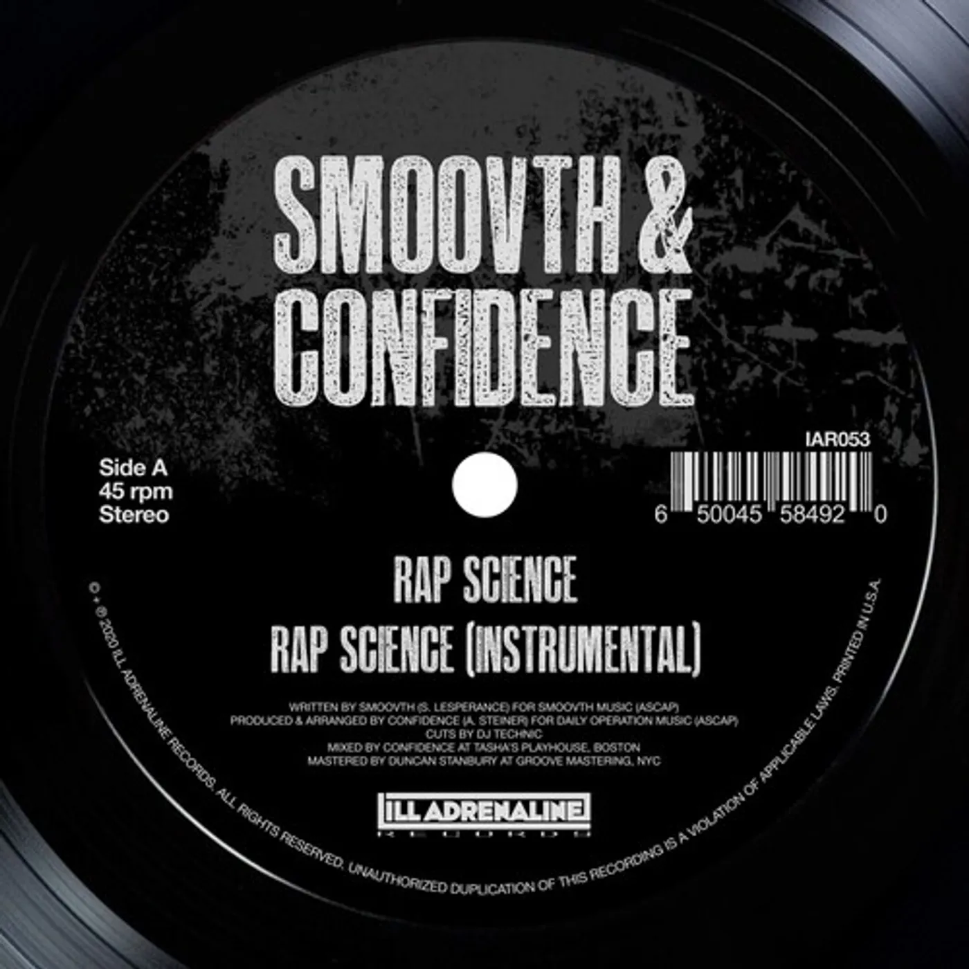 Smoovth & Confidence RAP SCIENCE / COME GET IT Vinyl Record