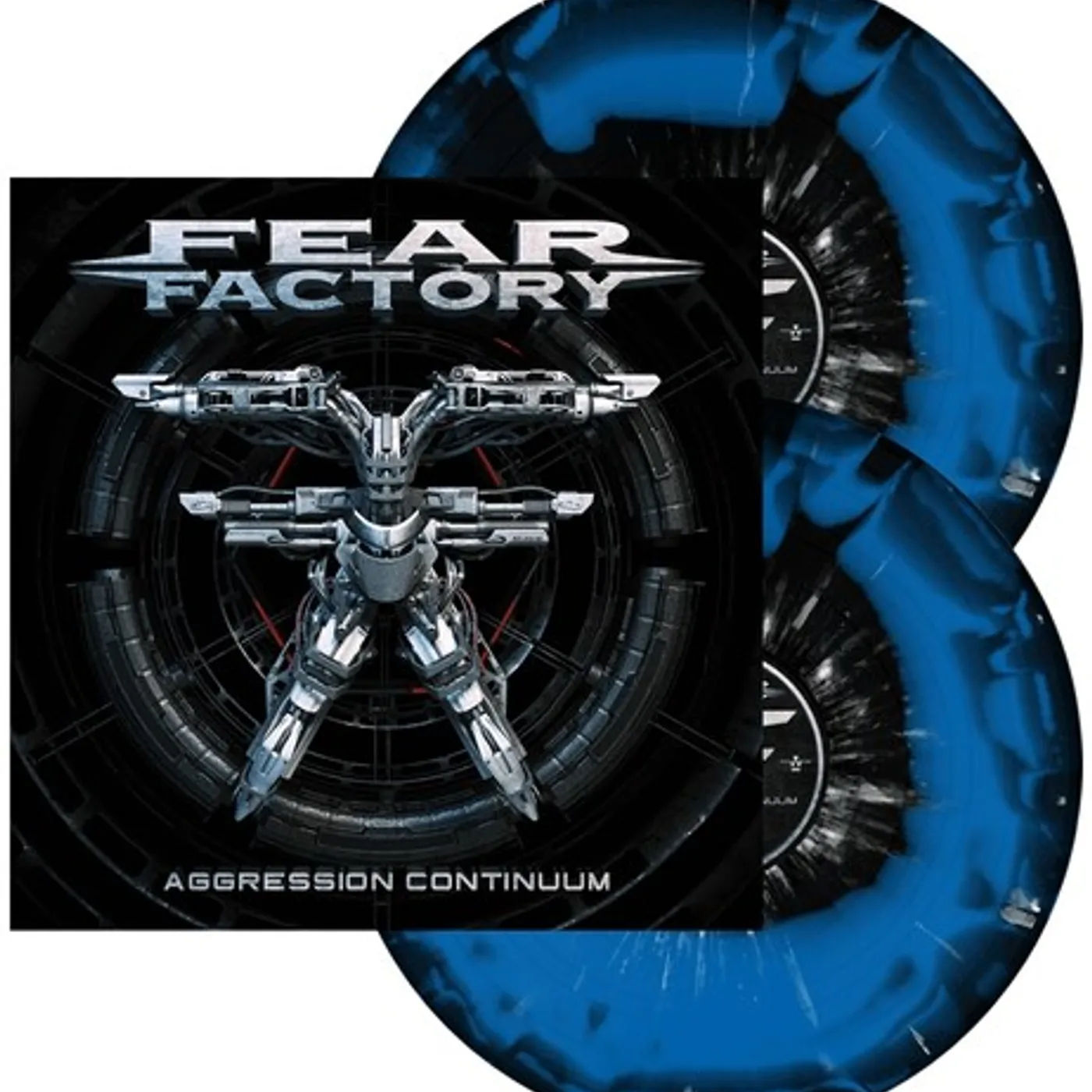 Fear Factory AGGRESSION CONTINUUM (BLACK BLUE W/ WHITE SPLATTER Vinyl Record