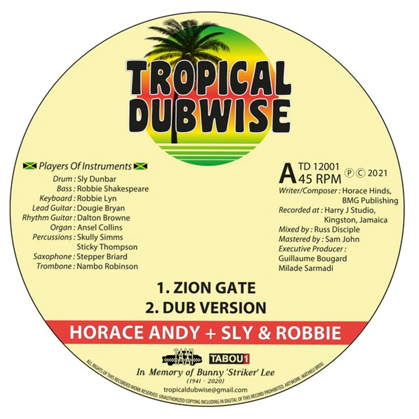 Horace Andy & Sly Robbie ZION GATE Vinyl Record