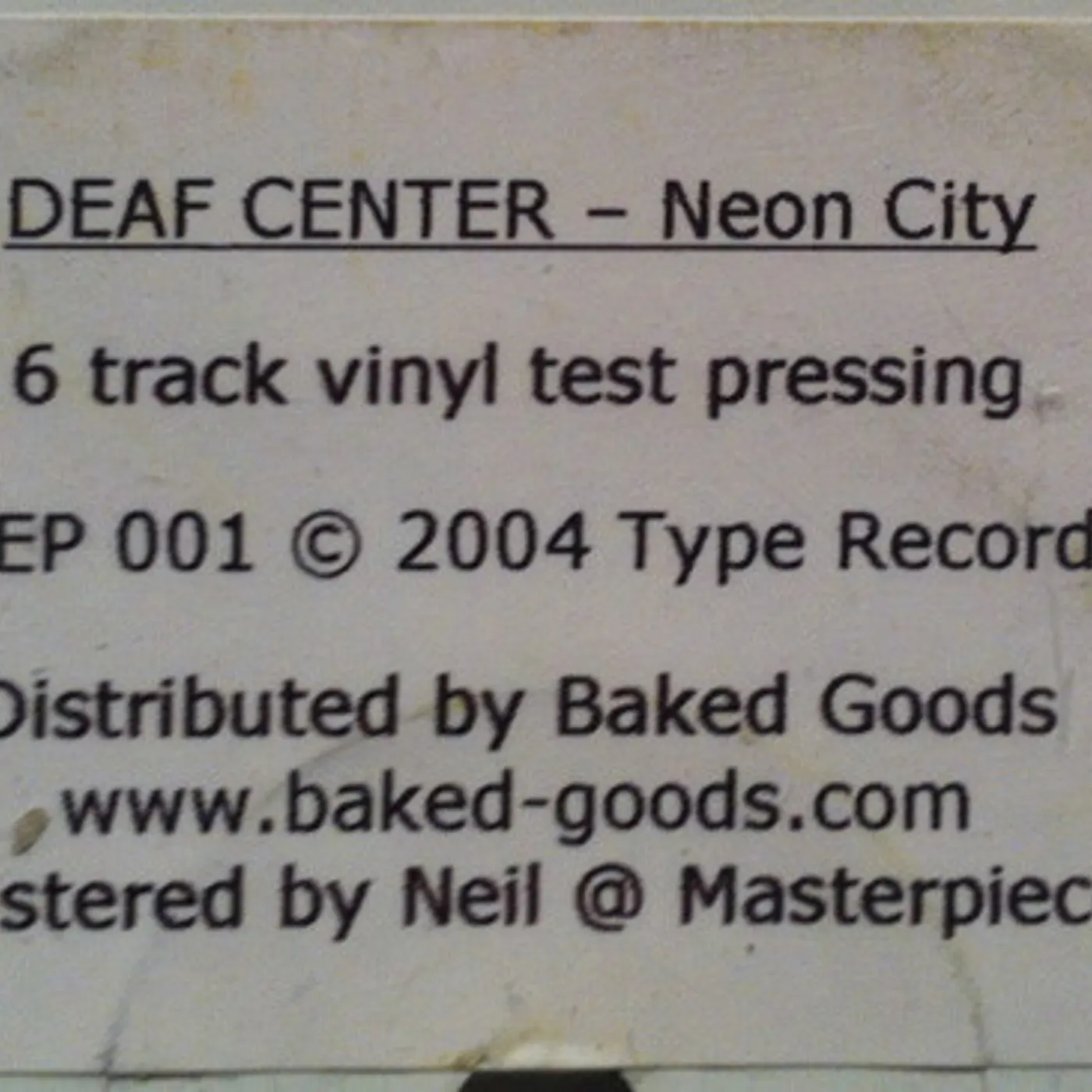 Deaf Center Neon City Vinyl Record