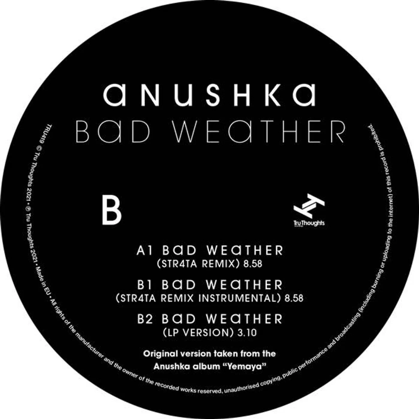 Anushka BAD WEATHER / STR4TA REMIX Vinyl Record