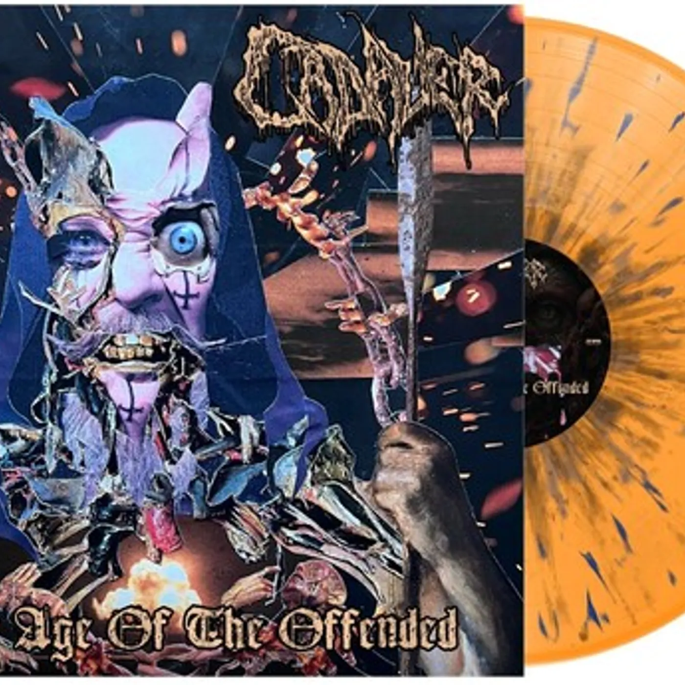 Cadaver AGE OF THE OFFENDED - ORANGE SILVER & BLUE Vinyl Record