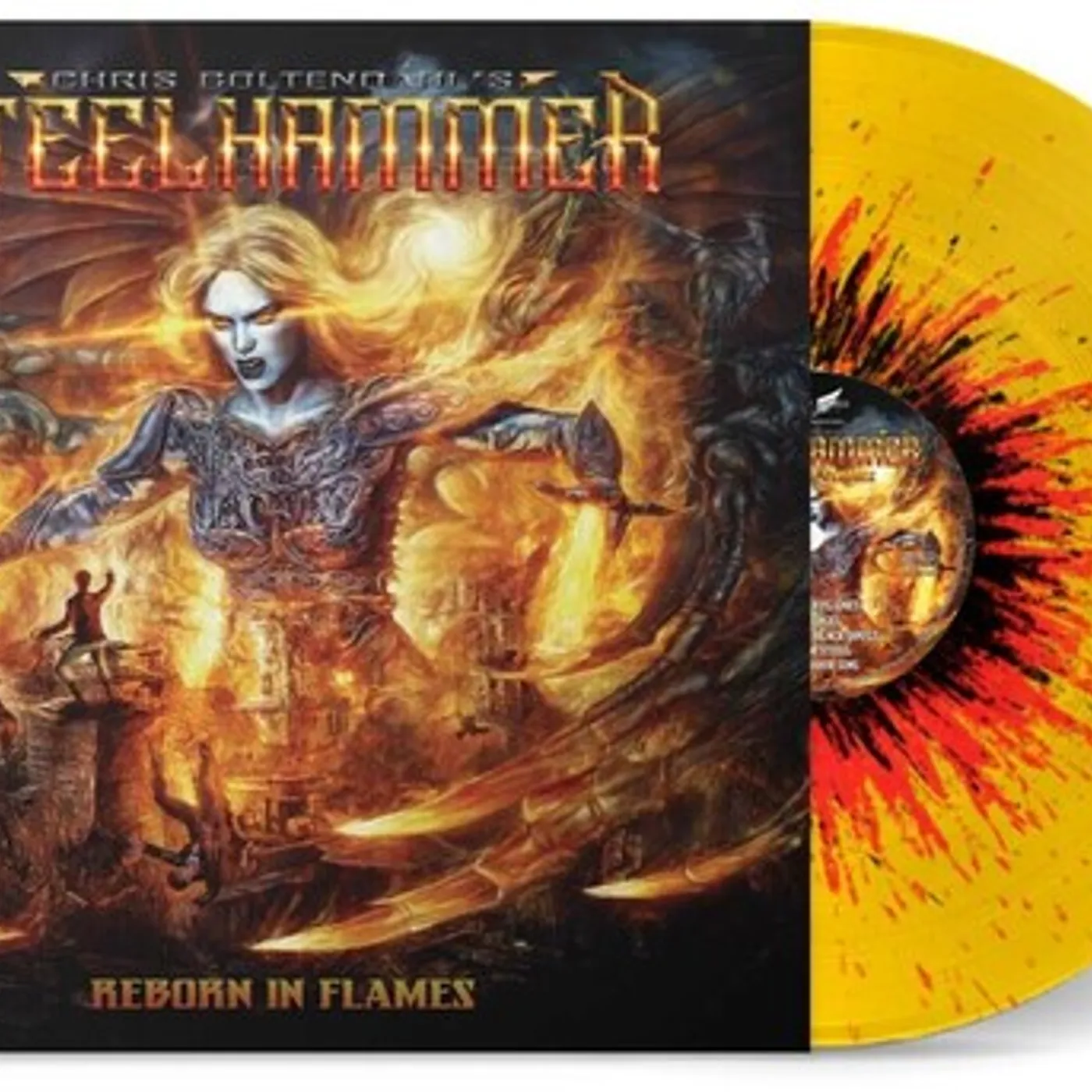 Chris Bohltendahl'S Steelhammer REBORN IN FLAMES - YELLOW ORANGE BLACK Vinyl Record