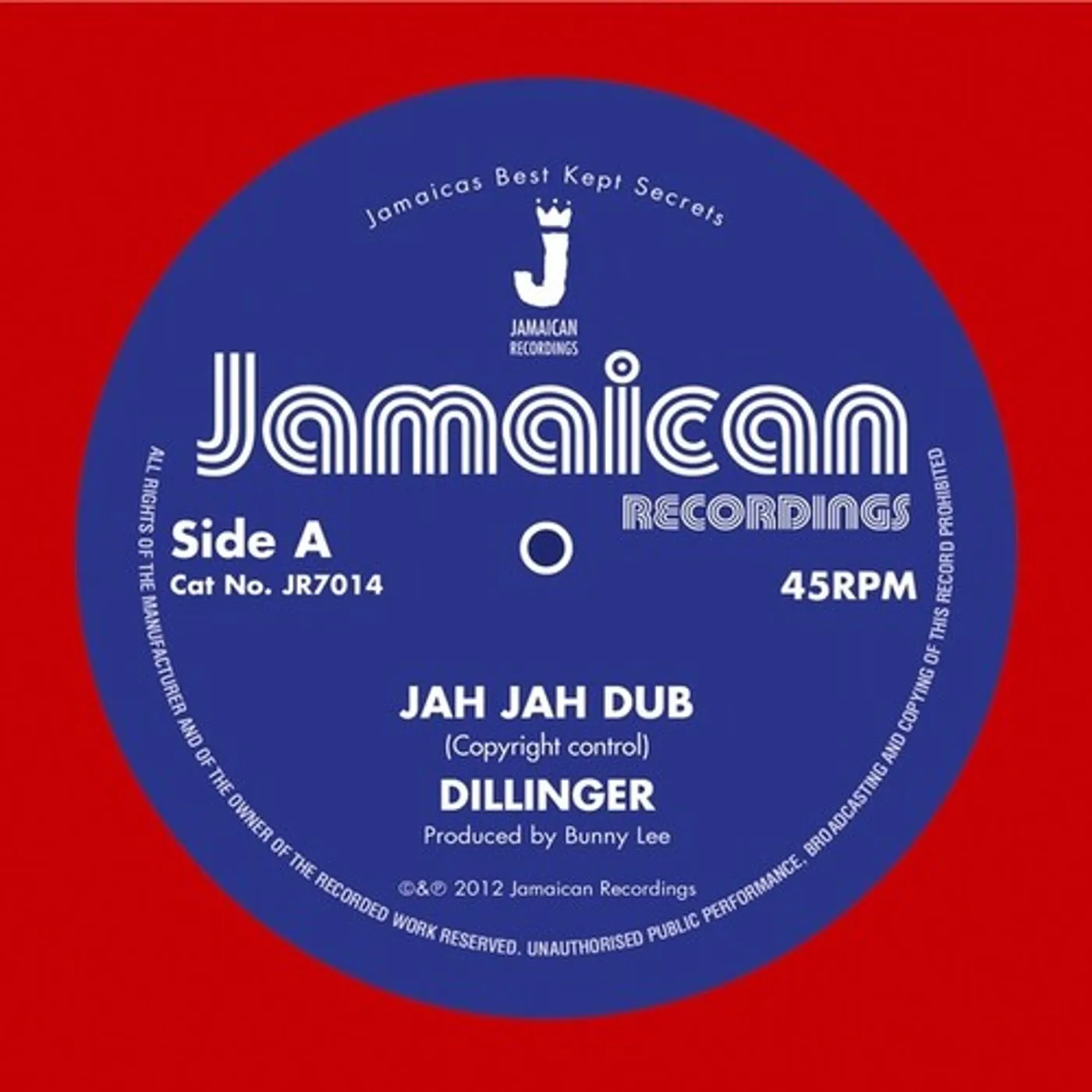 Dillinger JAH JAH DUB / SOCIAL VERSION Vinyl Record