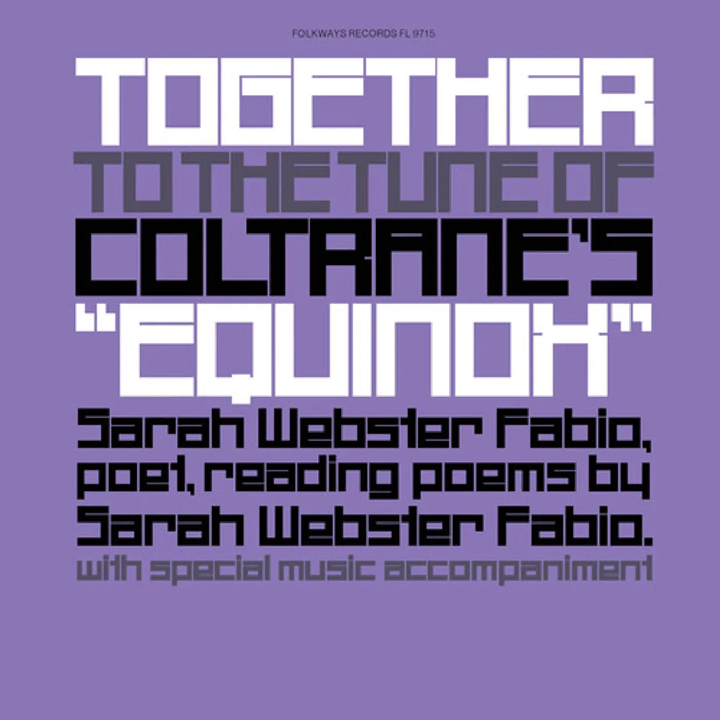 Sarah Webster Fabio TOGETHER TO THE TUNE OF COLTRANE'S EQUINOX Vinyl Record