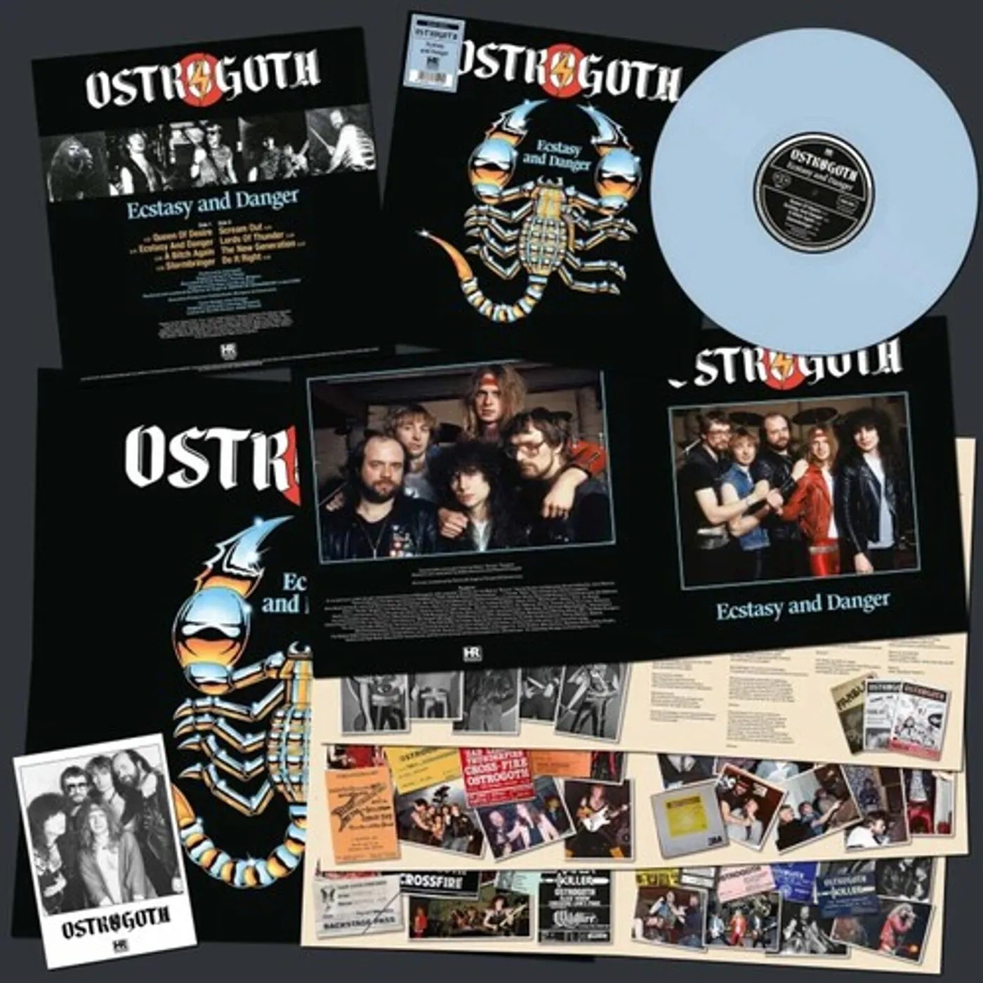 Ostrogoth ECSTASY AND DANGER - BLUE Vinyl Record