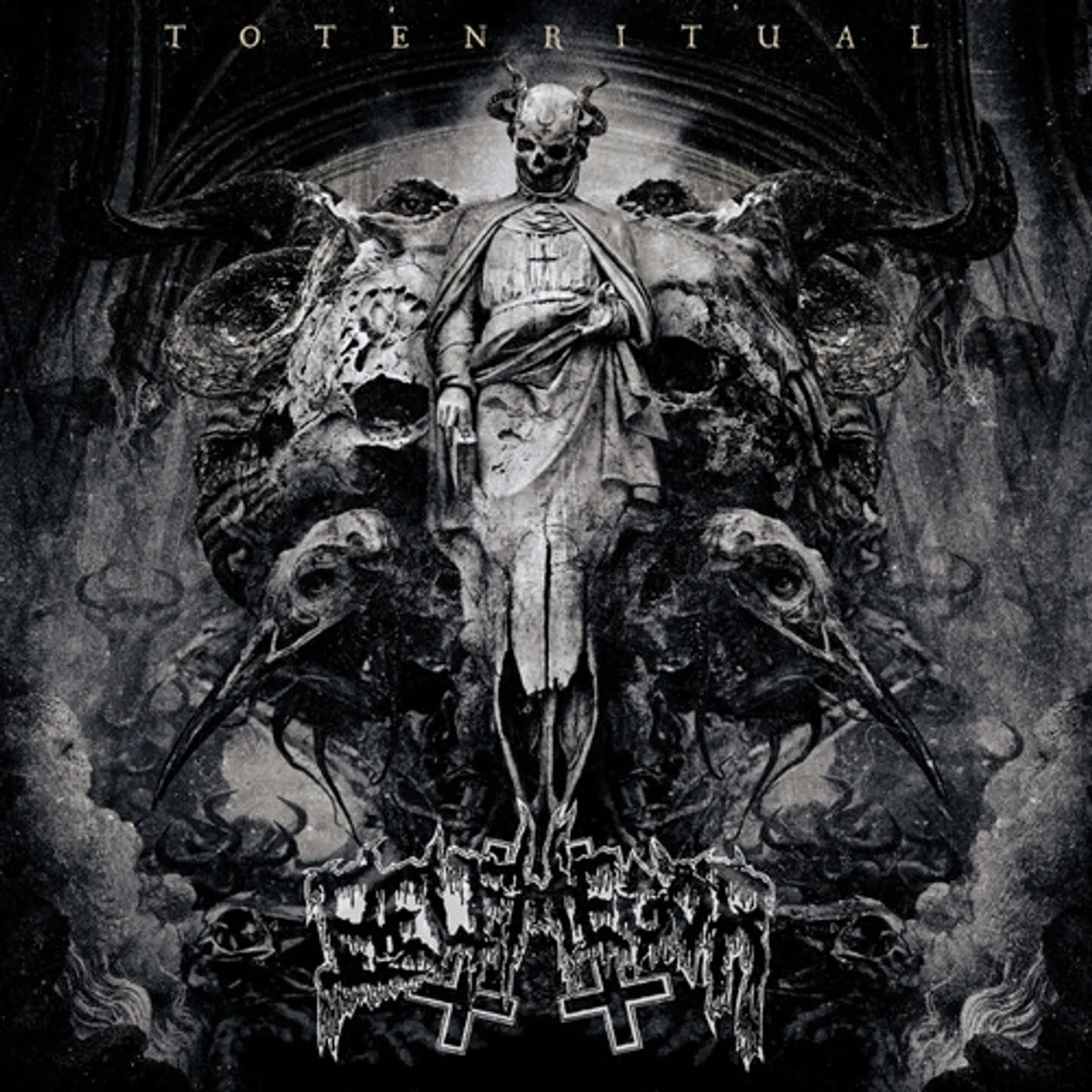 Belphegor TOTENRITUAL - CRYSTAL CLEAR GOLD & BLACK SPLATTER Vinyl Record