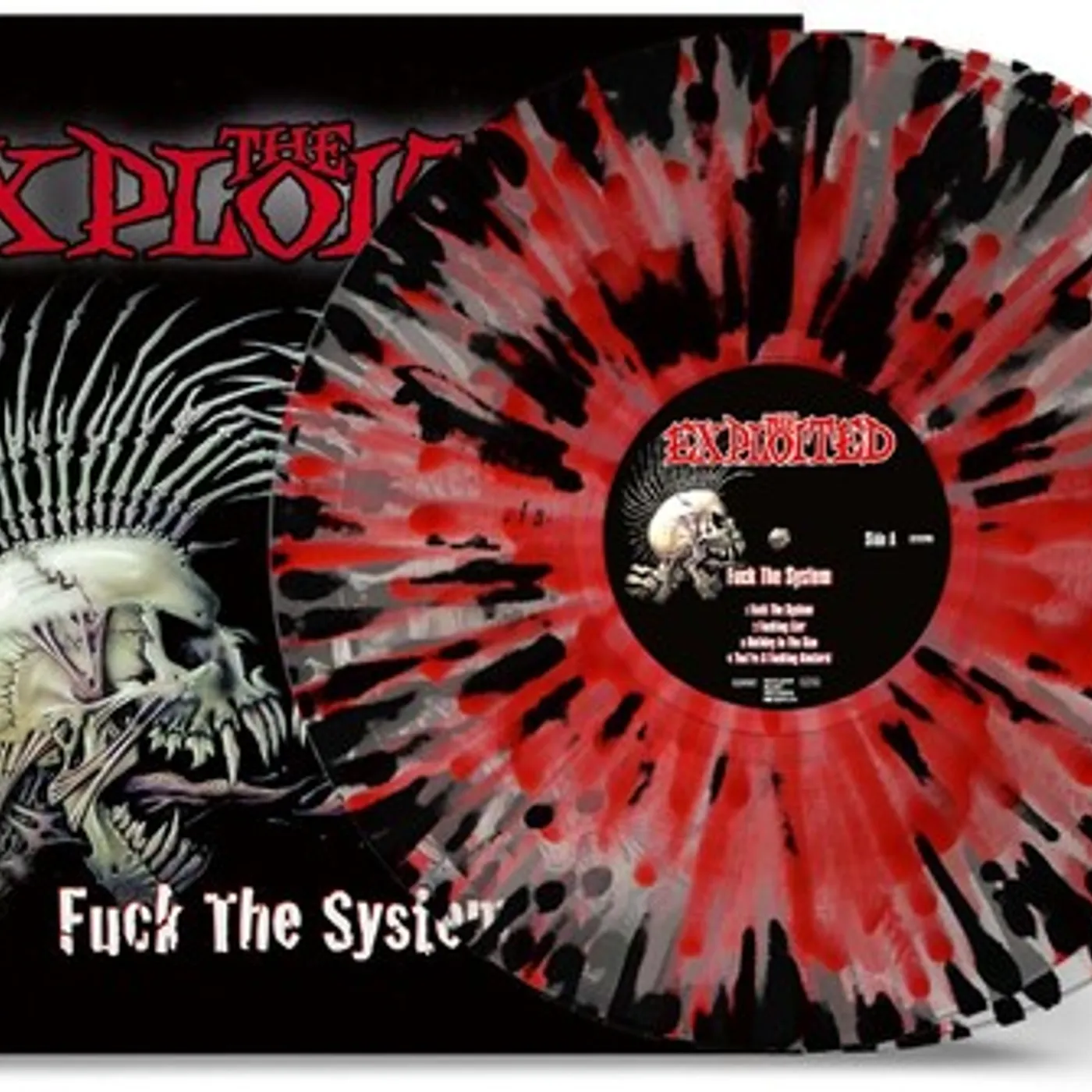 The Exploited FUCK THE SYSTEM - CLEAR W RED & BLACK SPLATTER Vinyl Record