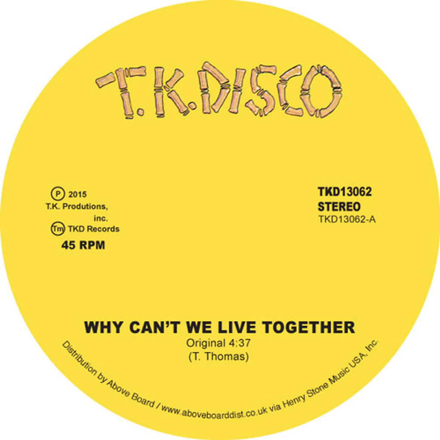 Timmy Thomas WHY CAN'T WE LIVE TOGETHER Vinyl Record
