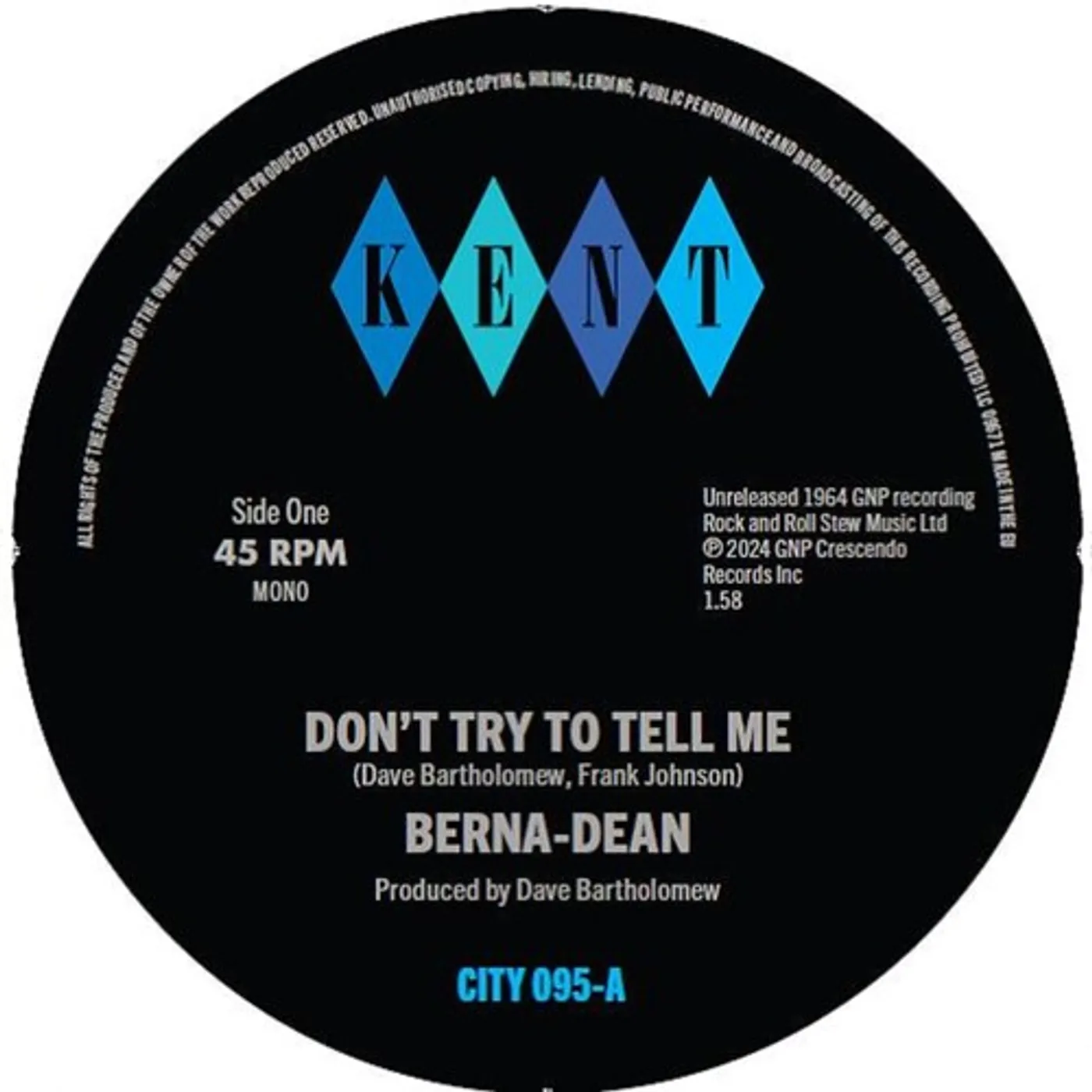 Berna-Dean DON'T TRY TO TELL ME / LAUGHING ON THE OUTSIDE Vinyl Record