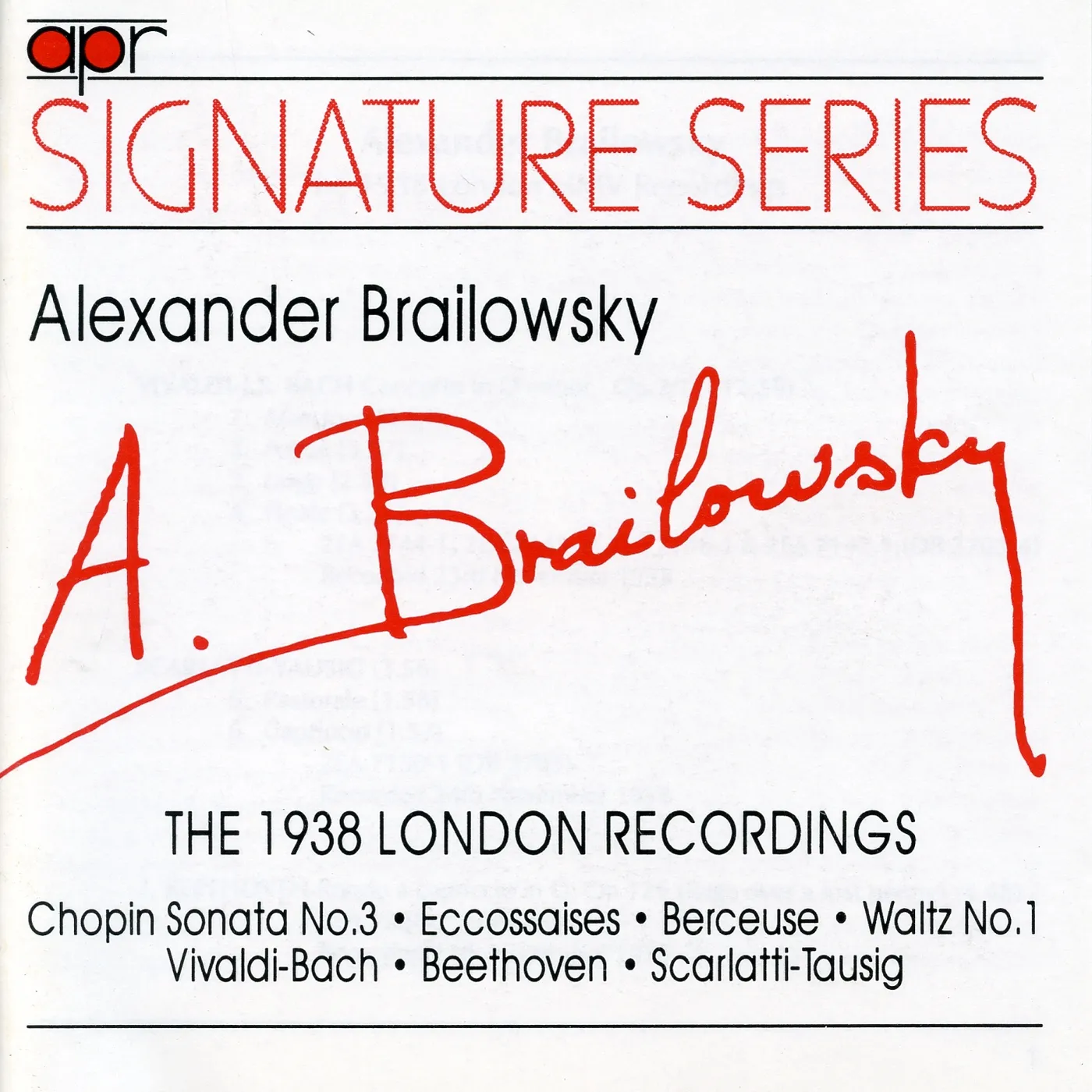Alexander Brailowsky 1938 LONDON HMV RECORDINGS CD