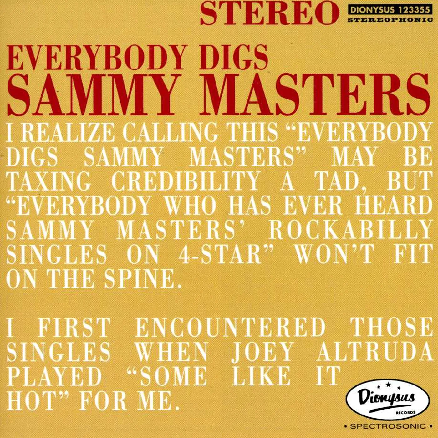 EVERYBODY DIGS SAMMY MASTERS CD