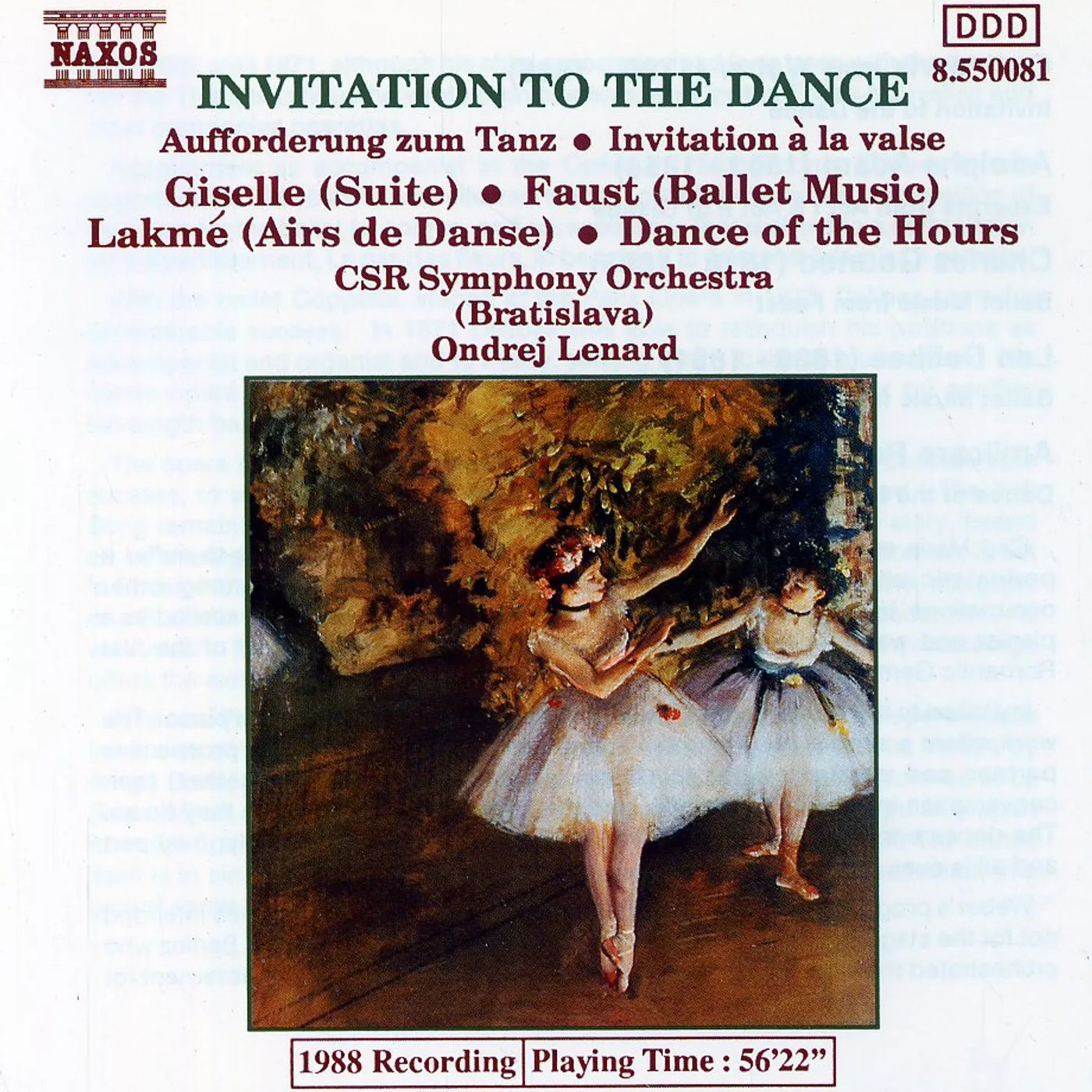 Ondrej Lenard INVITATION TO THE DANCE CD