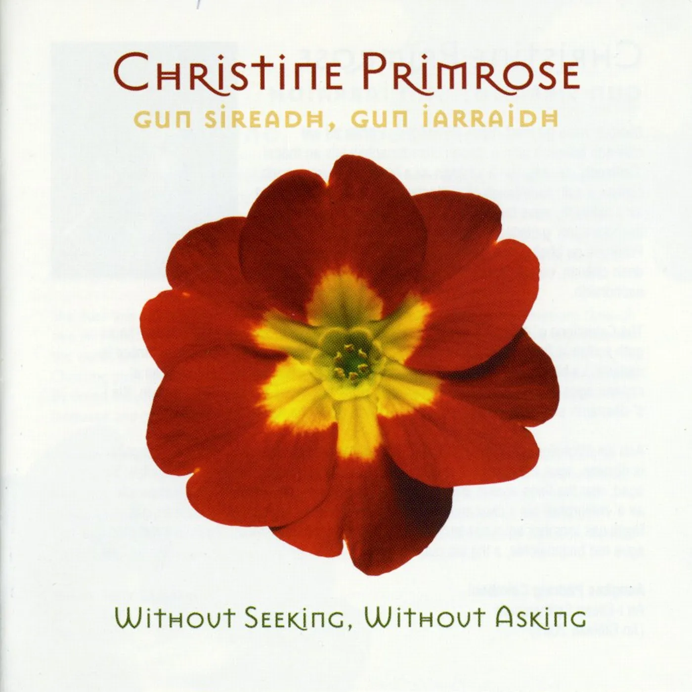 Christine Primrose GUN SIREADH GUN IRRAIDH: WITHOUT SEEKING WITHOUT CD