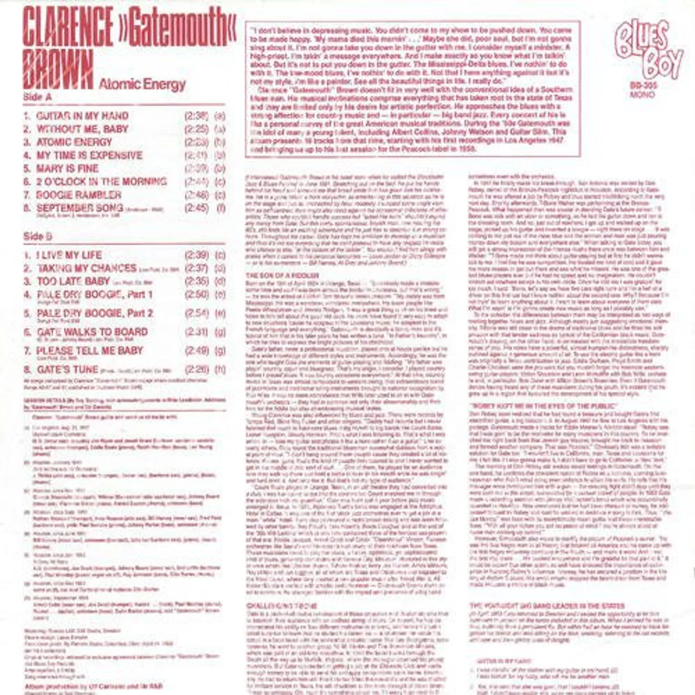 Clarence "Gatemouth" Brown Atomic Energy Vinyl Record