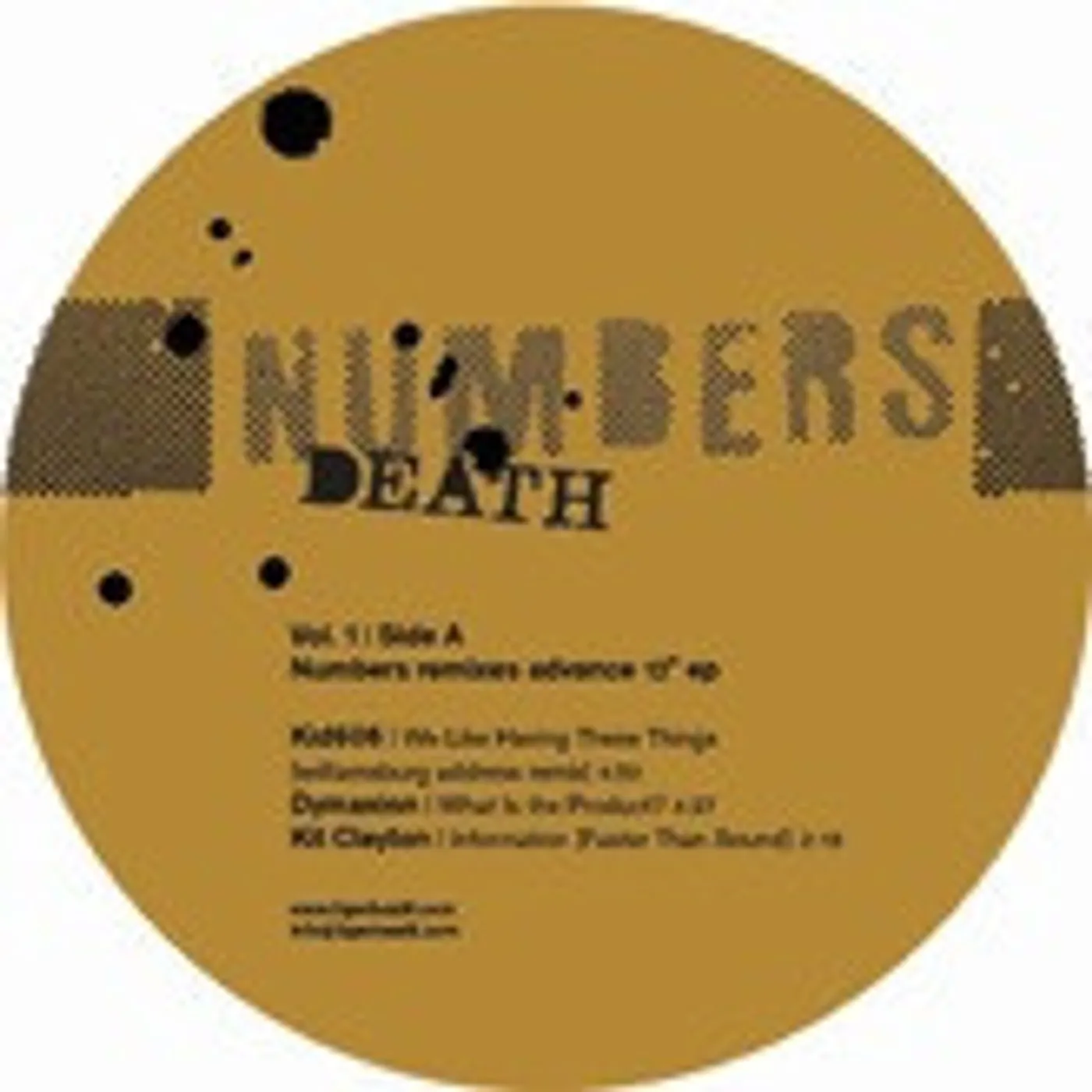 Numbers DEATH REMIXES 1 Vinyl Record