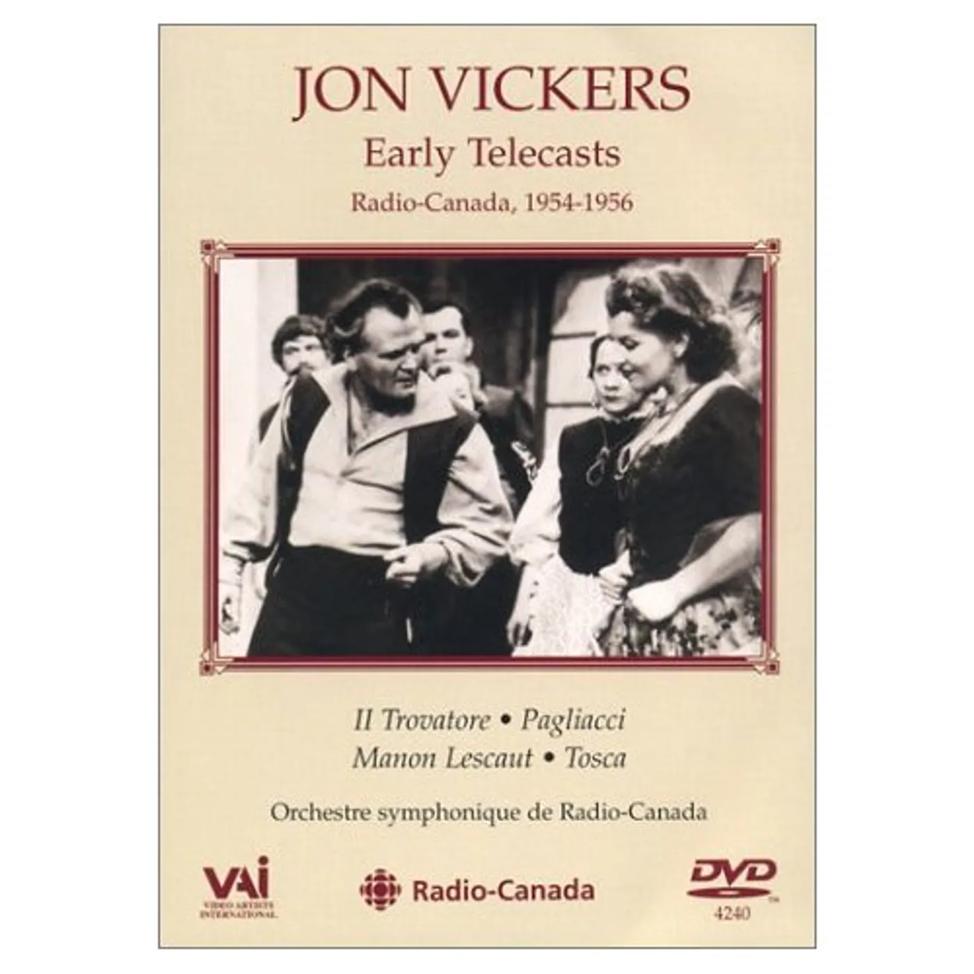 Jon Vickers HIS EARLY TELEVISION PERFORMANCES DVD