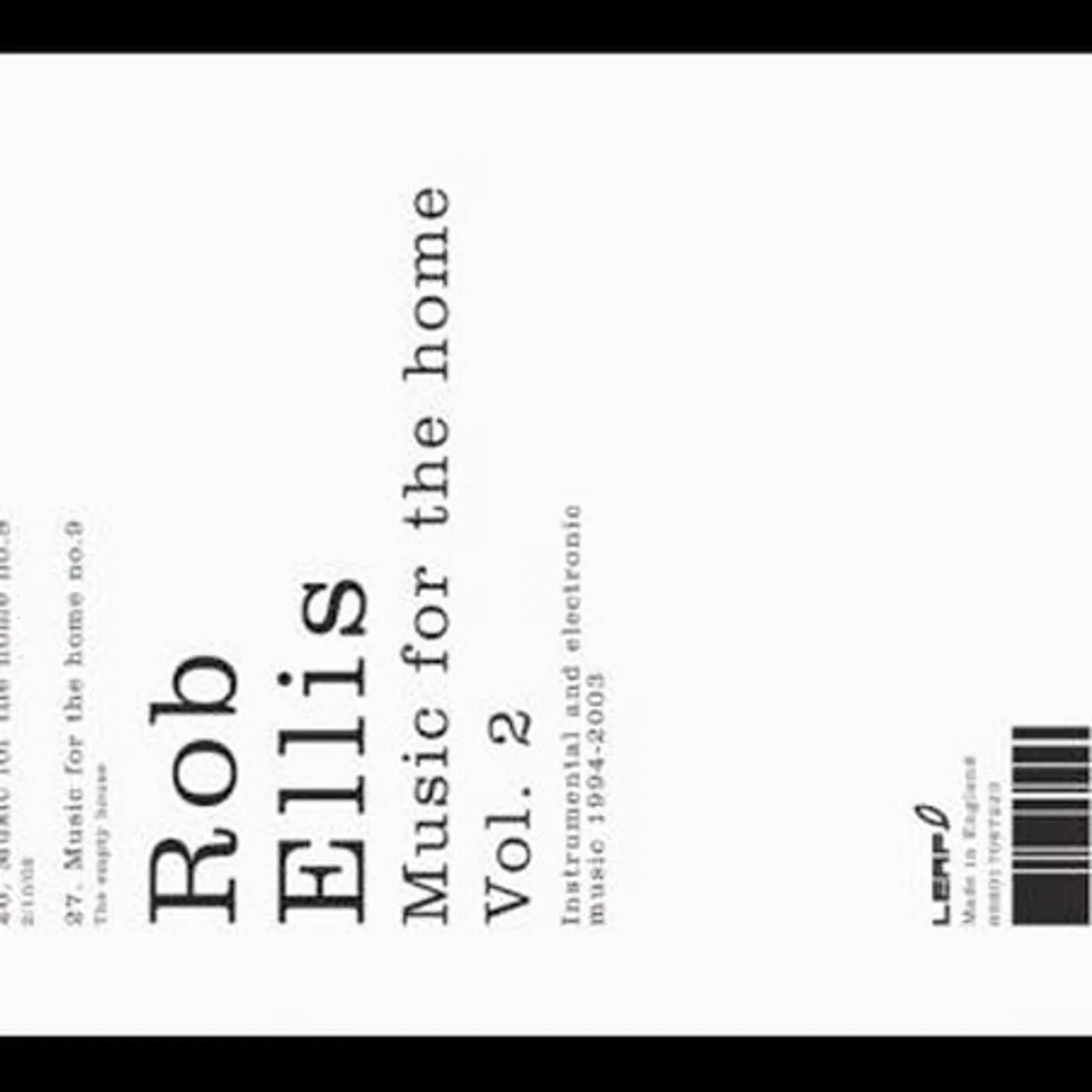Rob Ellis MUSIC FOR THE HOME 2 CD