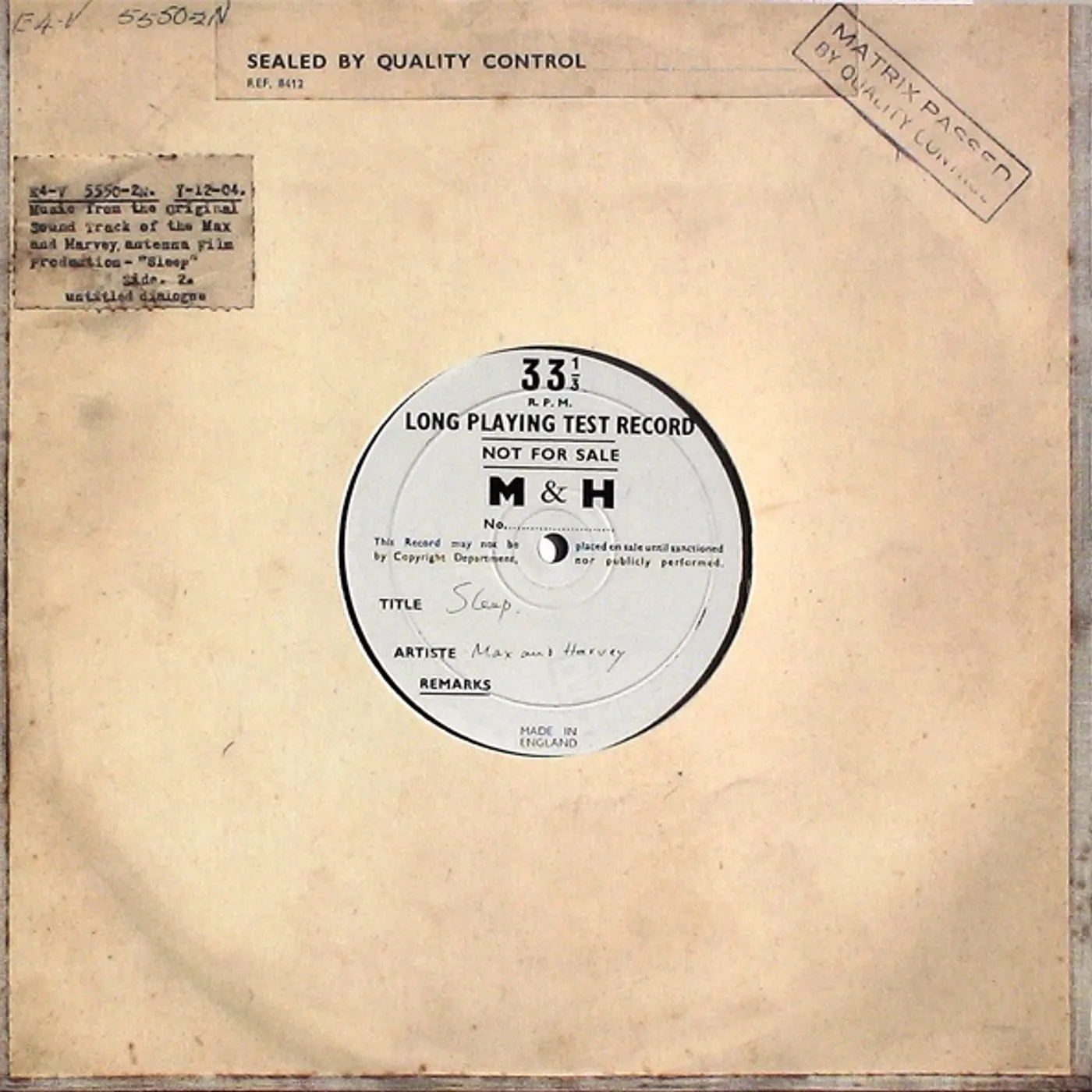 Max & Harvey Sleep / Untitled Dialogue Vinyl Record