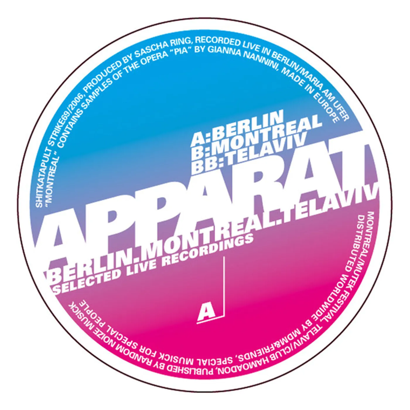 Apparat BERLIN MONTREAL TEL AVIV Vinyl Record