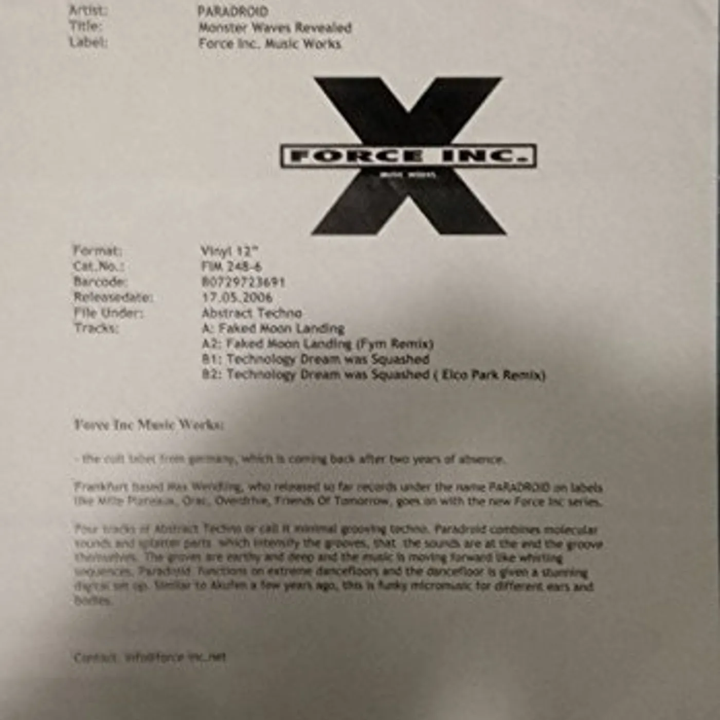 Paradroid Monster Waves Revealed Vinyl Record