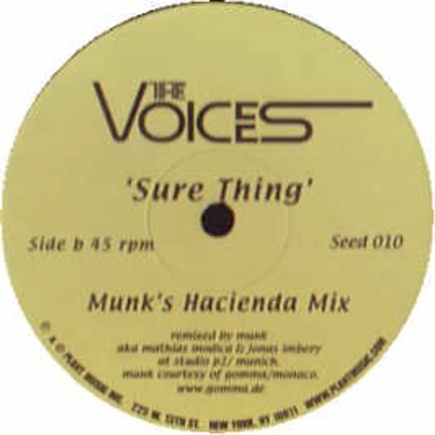 The Voices SURE THING: MURK HACIENDA MIX Vinyl Record