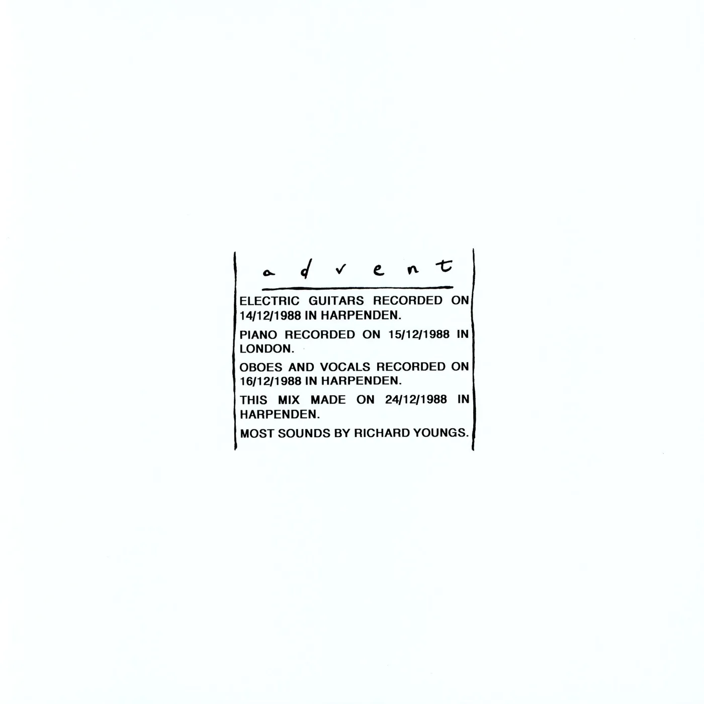Richard Youngs Advent Vinyl Record