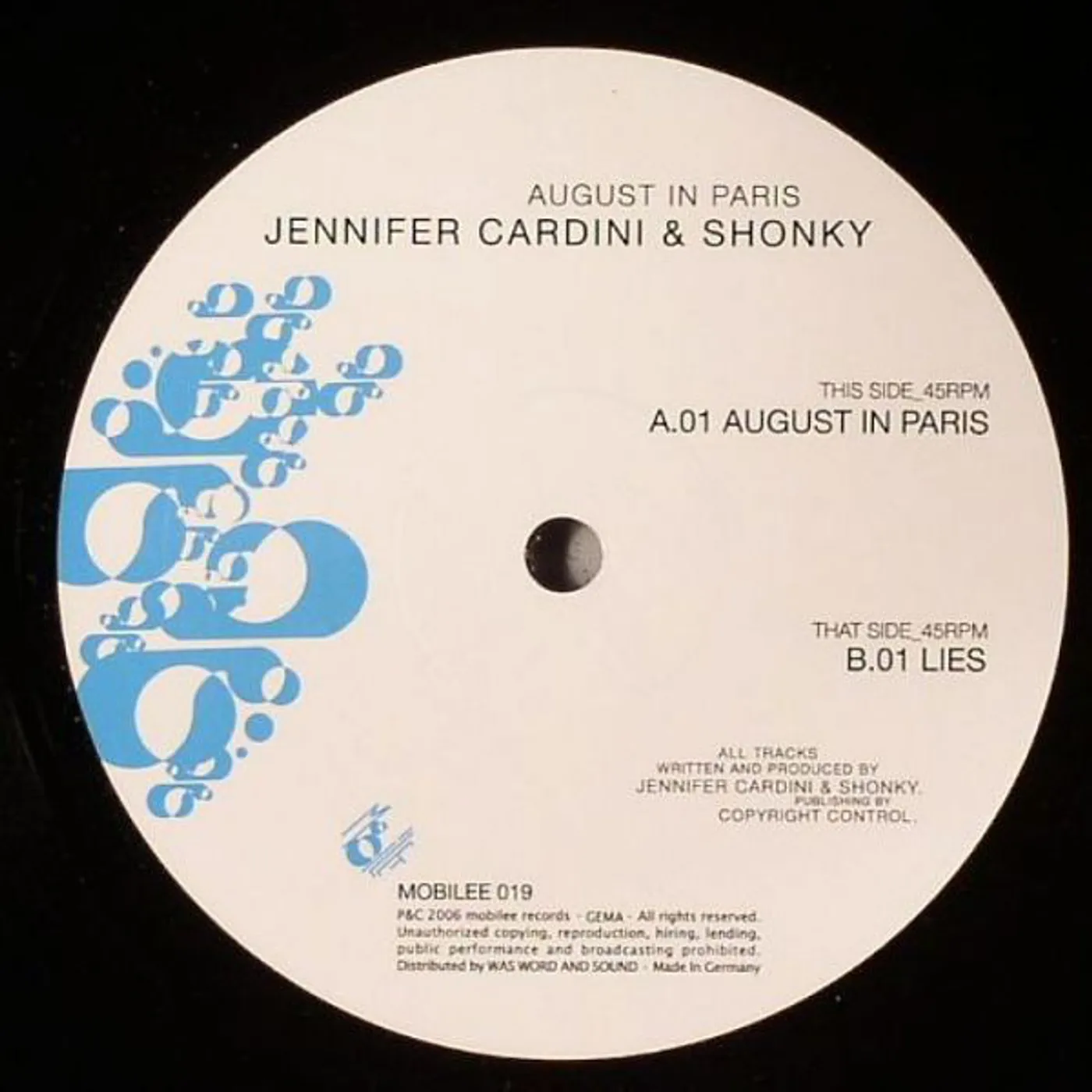 Jennifer Cardini & Shonky August In Paris Vinyl Record