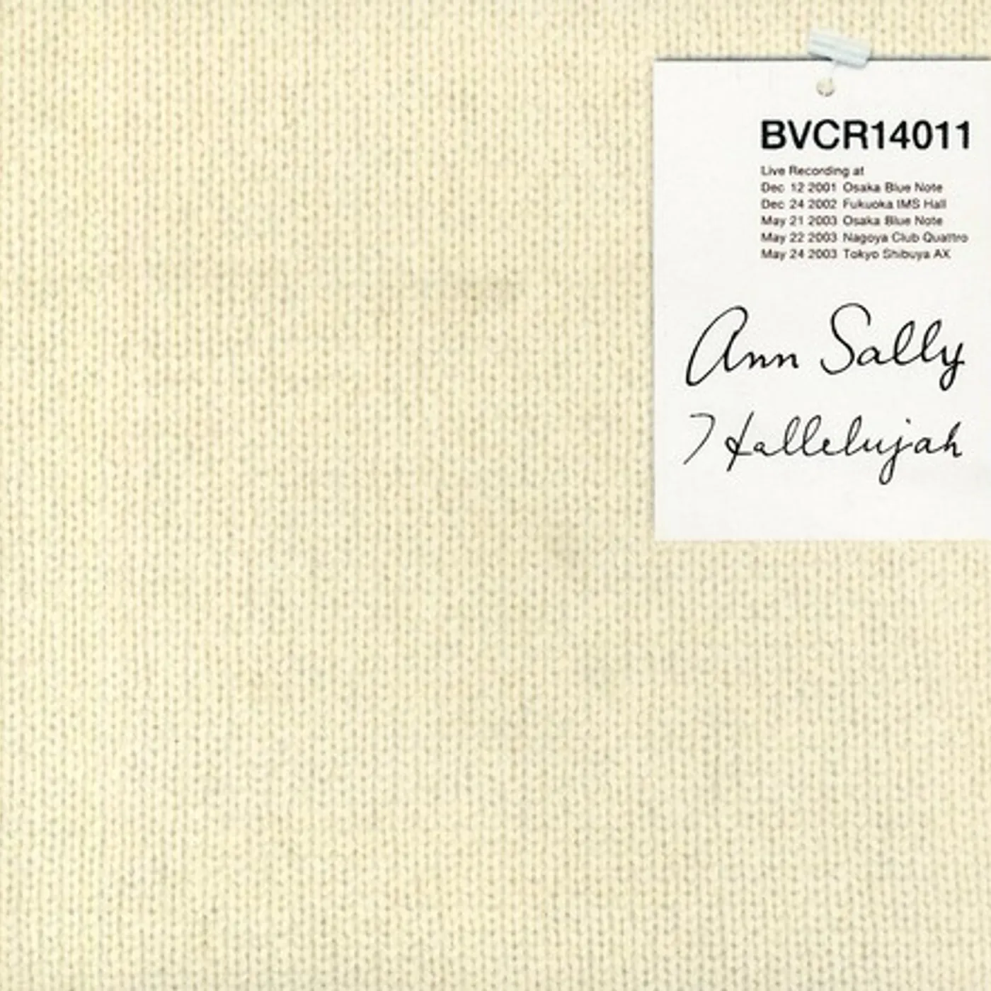 Ann Sally HALLELUJAH-LIVE 2001-2003 CD